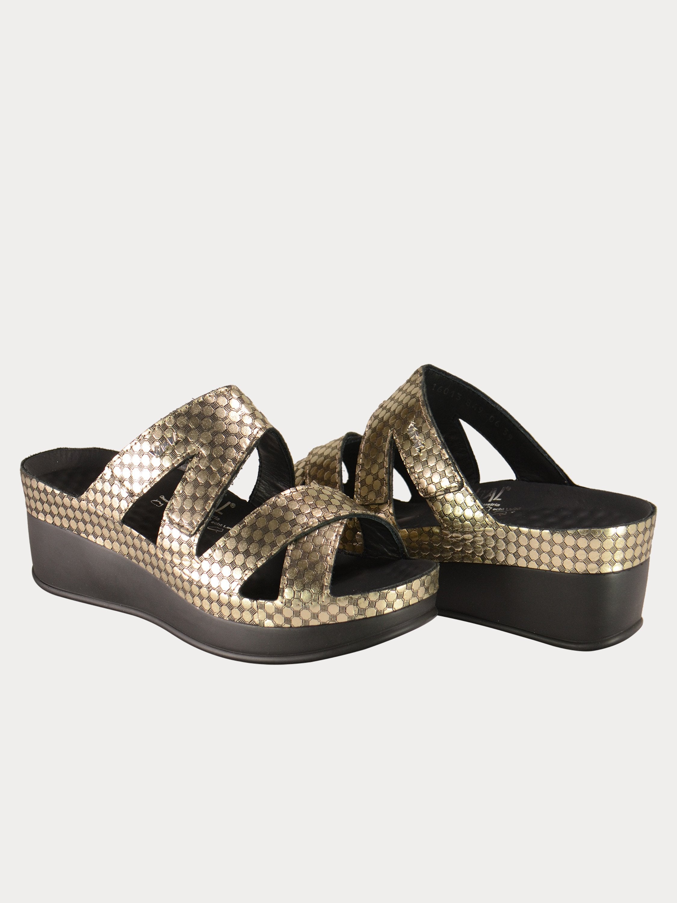 Vital Hexagon Platform Leather Sandals #color_Gold