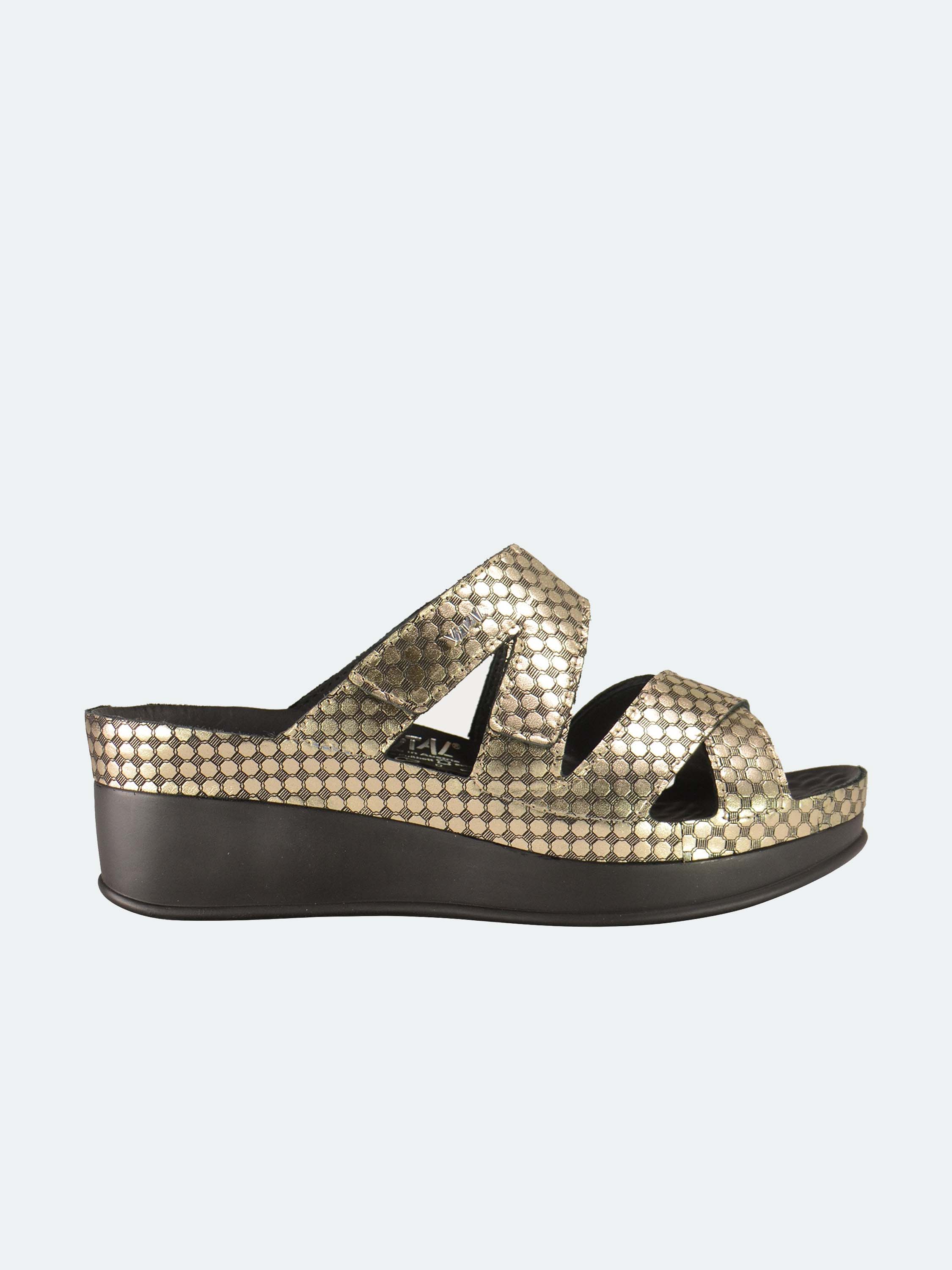 Vital Hexagon Platform Leather Sandals #color_Gold