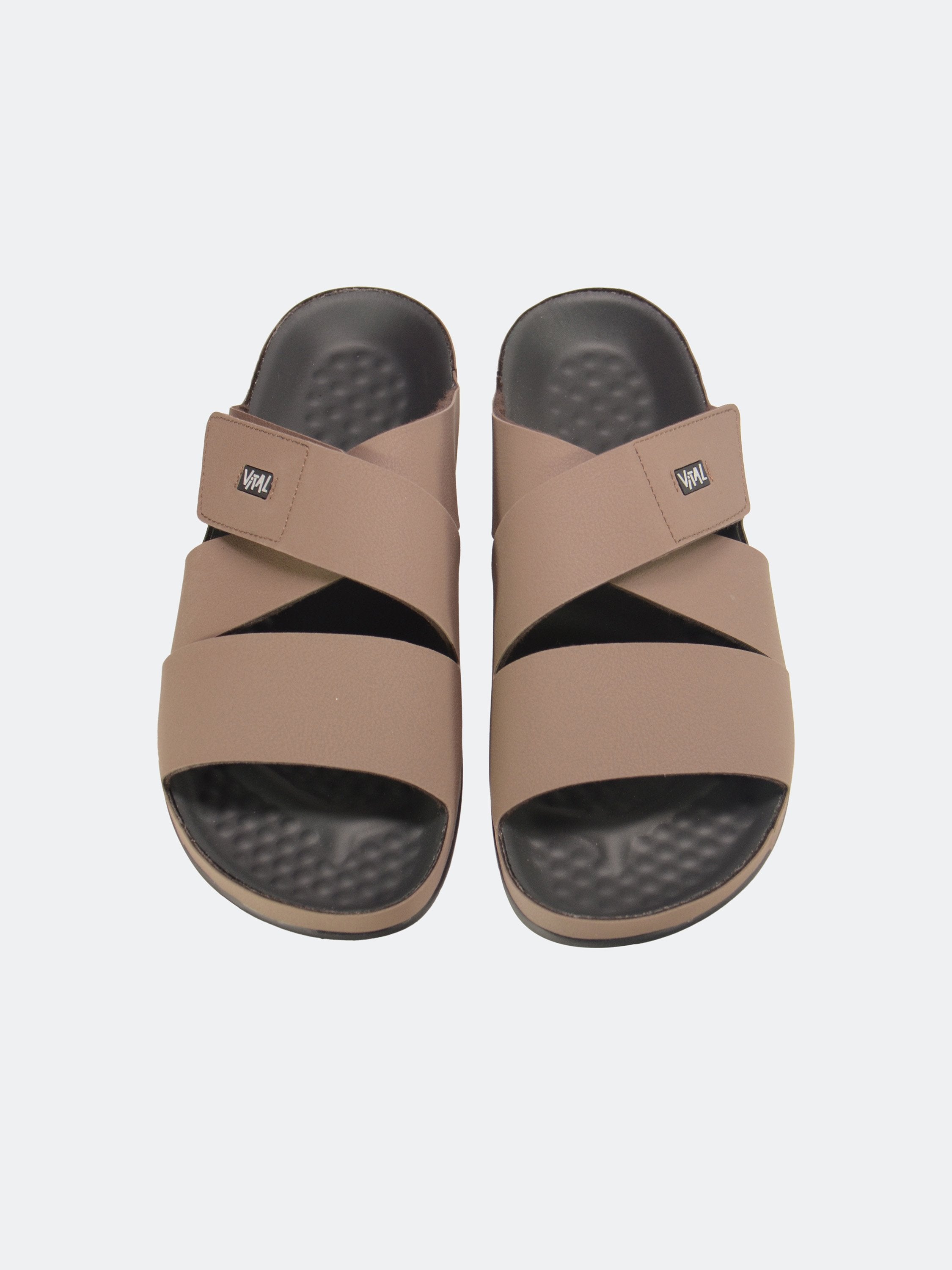 Vital Men's Cross Strap Leather Sandals #color_Brown