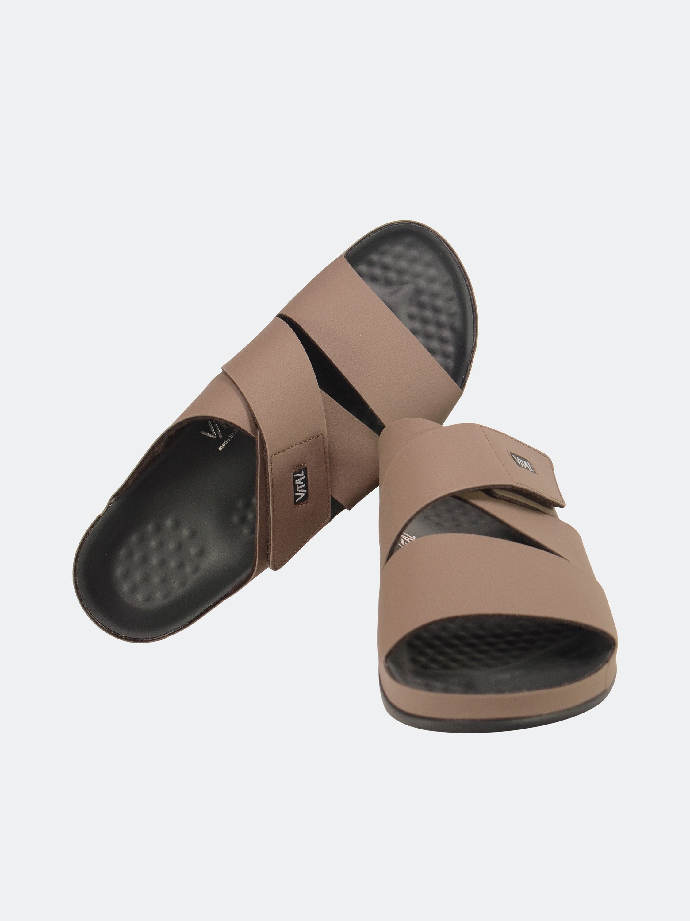 Vital Men's Cross Strap Leather Sandals #color_Brown