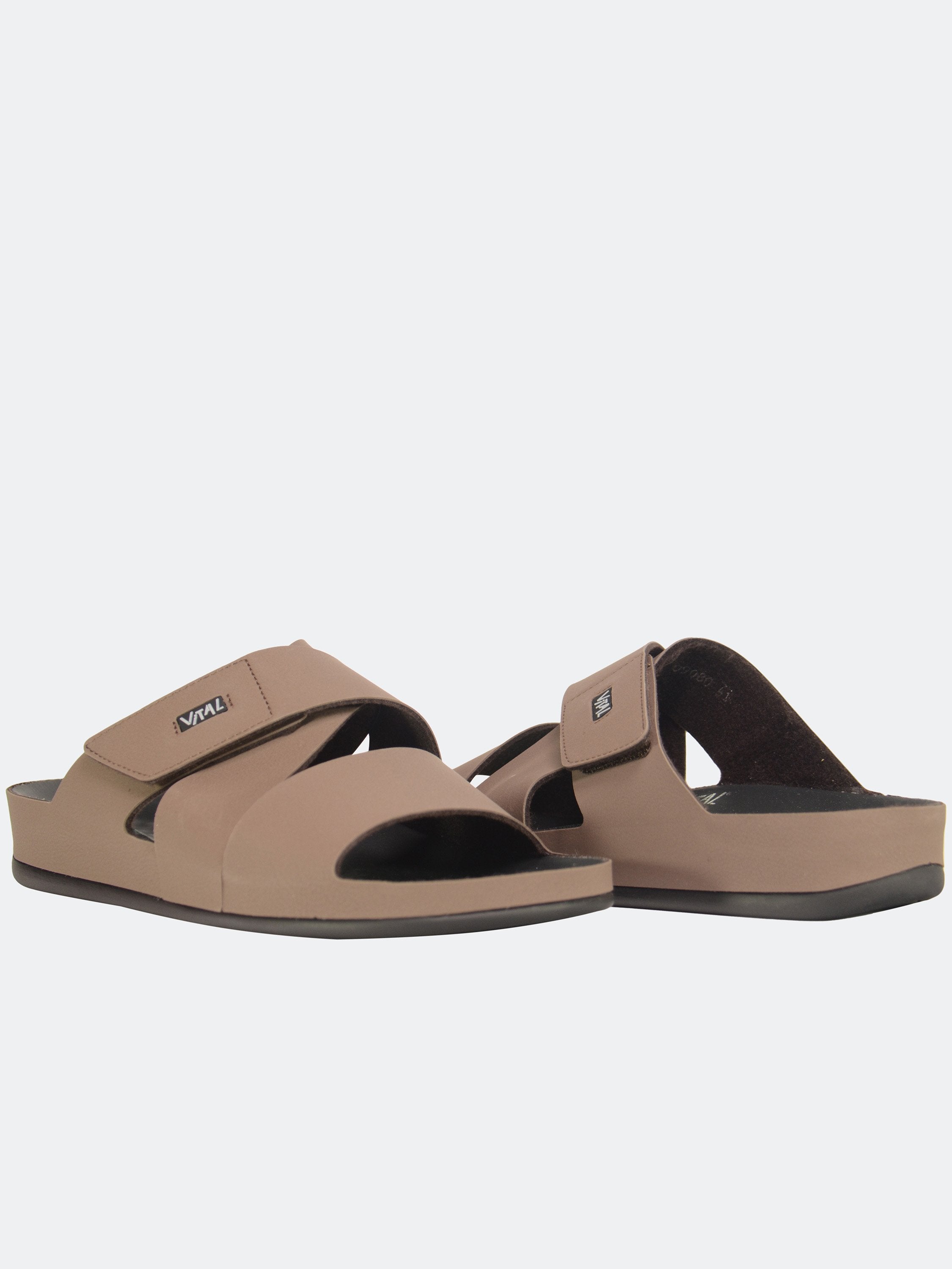 Vital Men's Cross Strap Leather Sandals #color_Brown