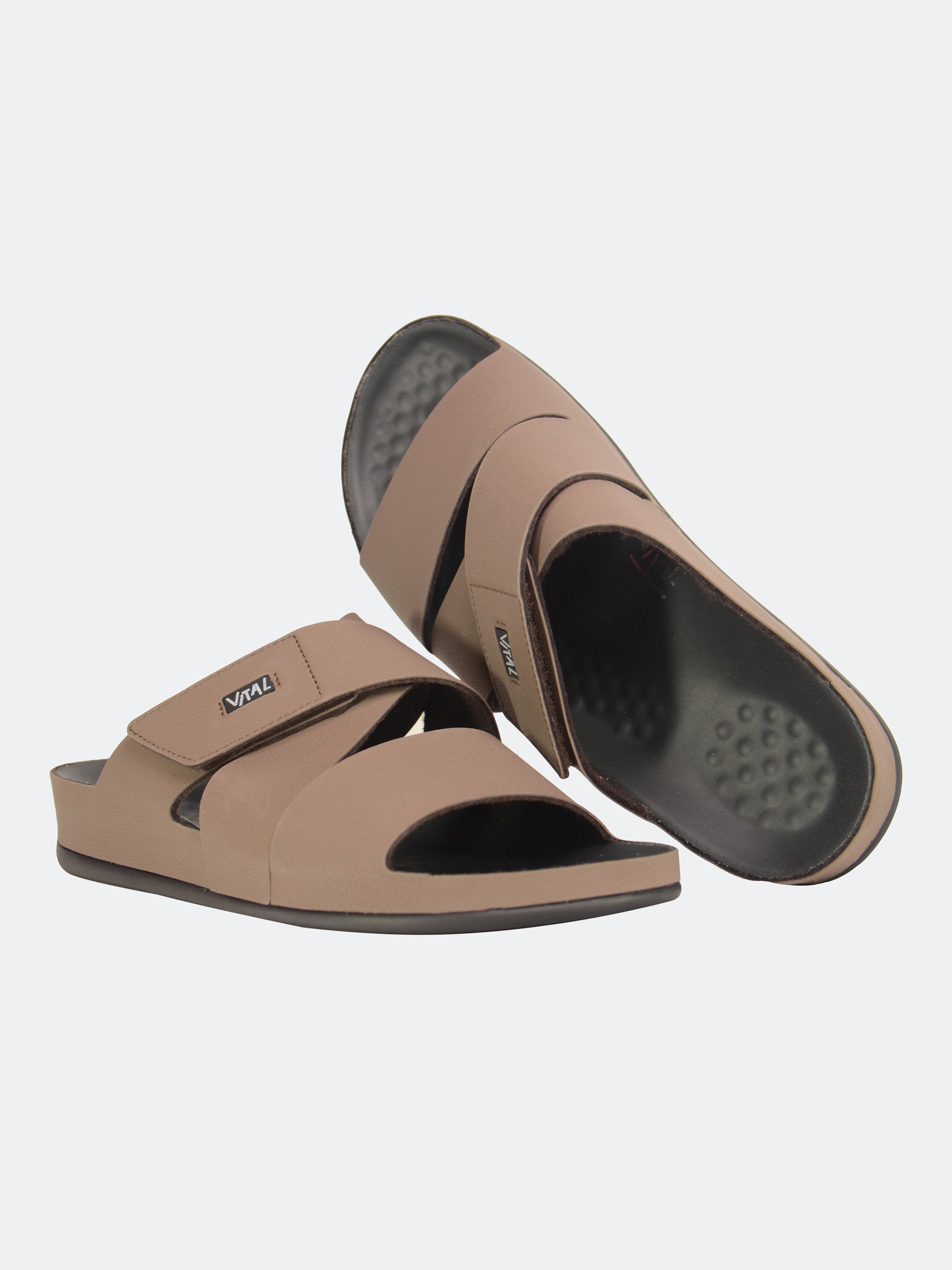 Vital Men's Cross Strap Leather Sandals #color_Brown
