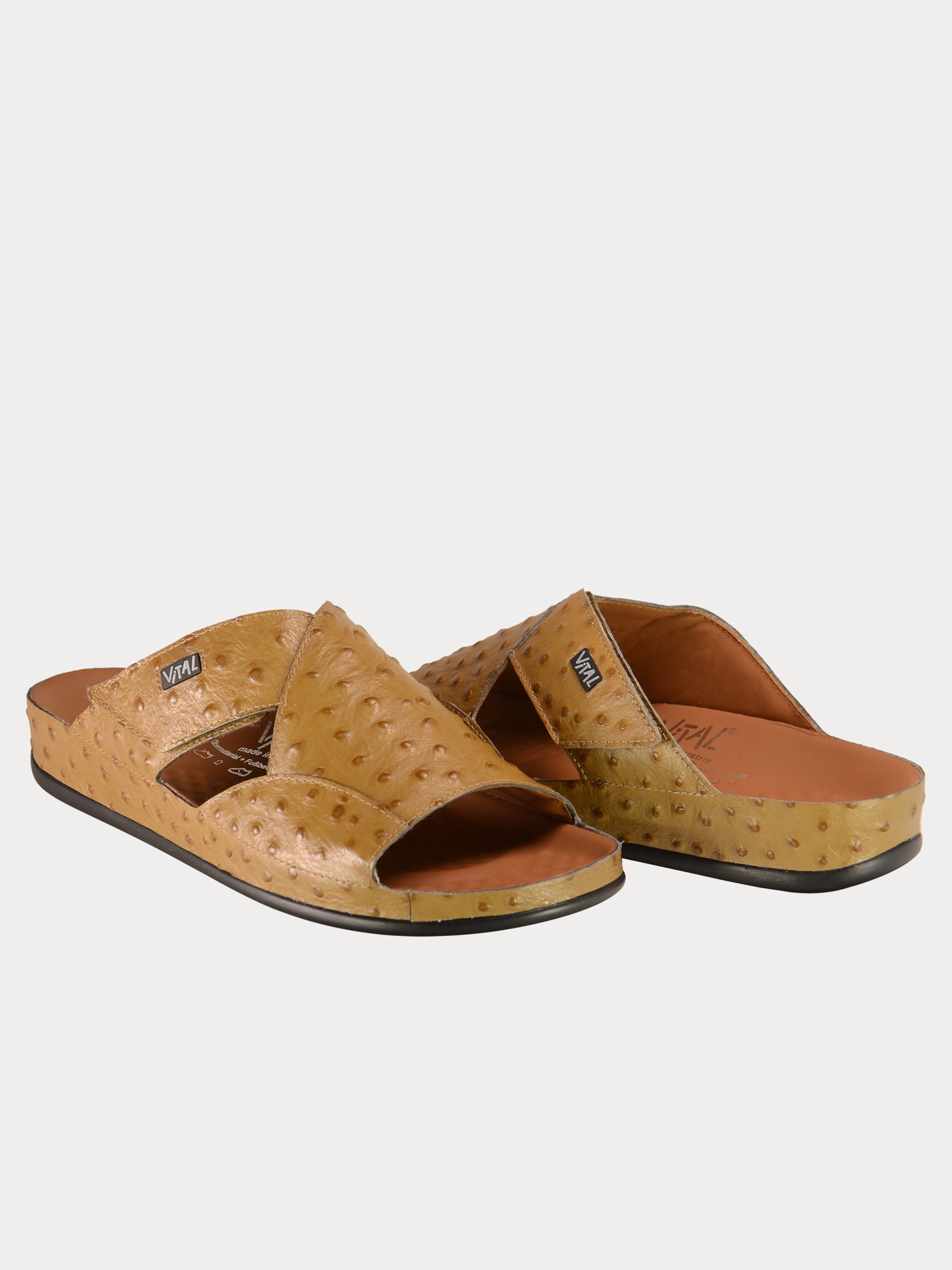 Vital Men's Pattern Leather Sandals #color_Beige