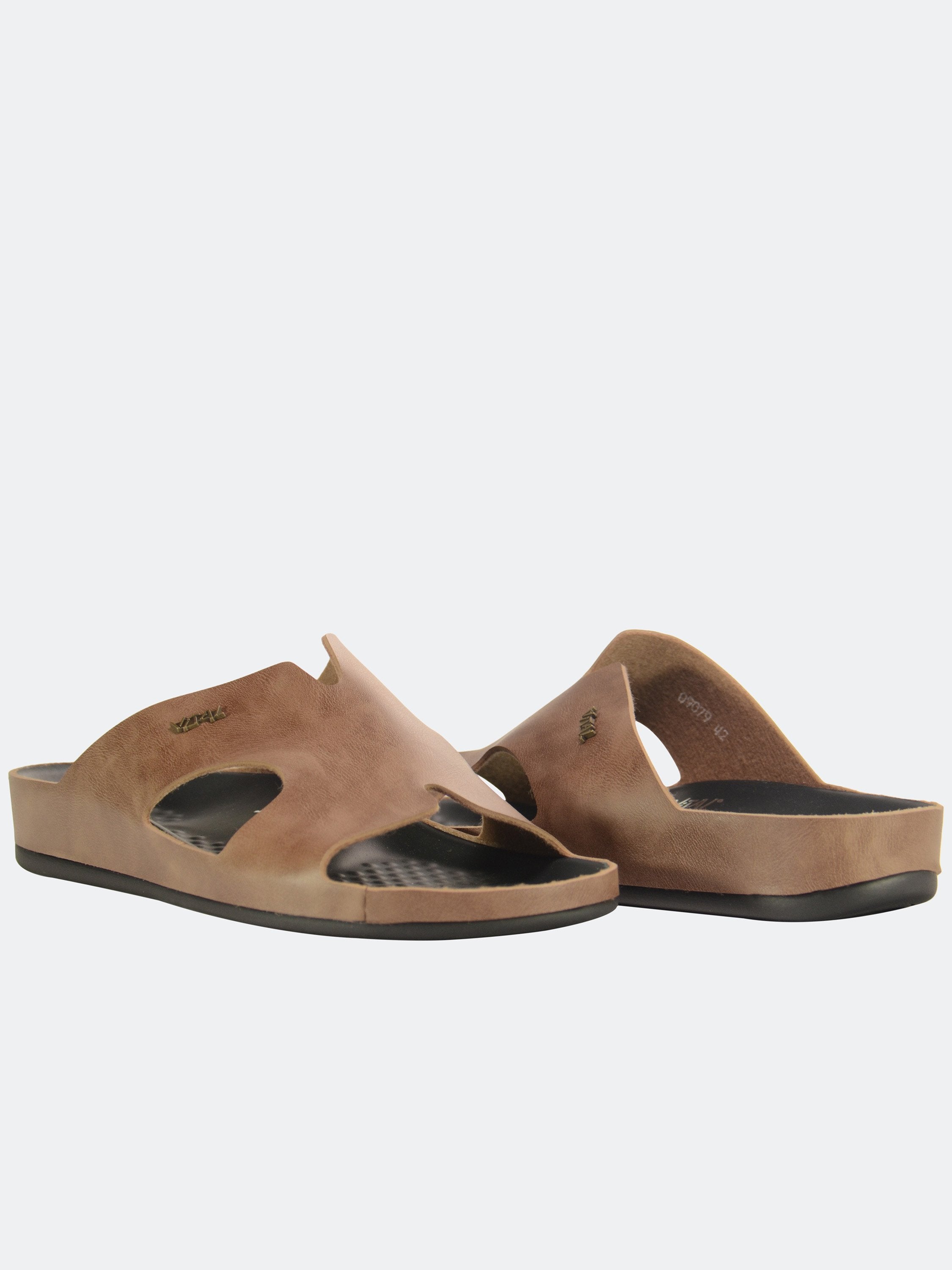 Vital Men's Slip On Leather Sandals #color_Brown