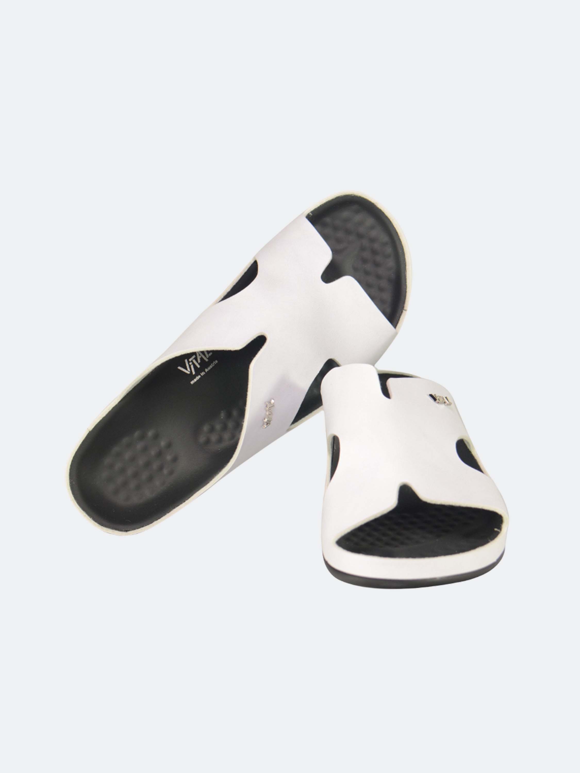 Vital Men's Slip On Leather Sandals #color_White