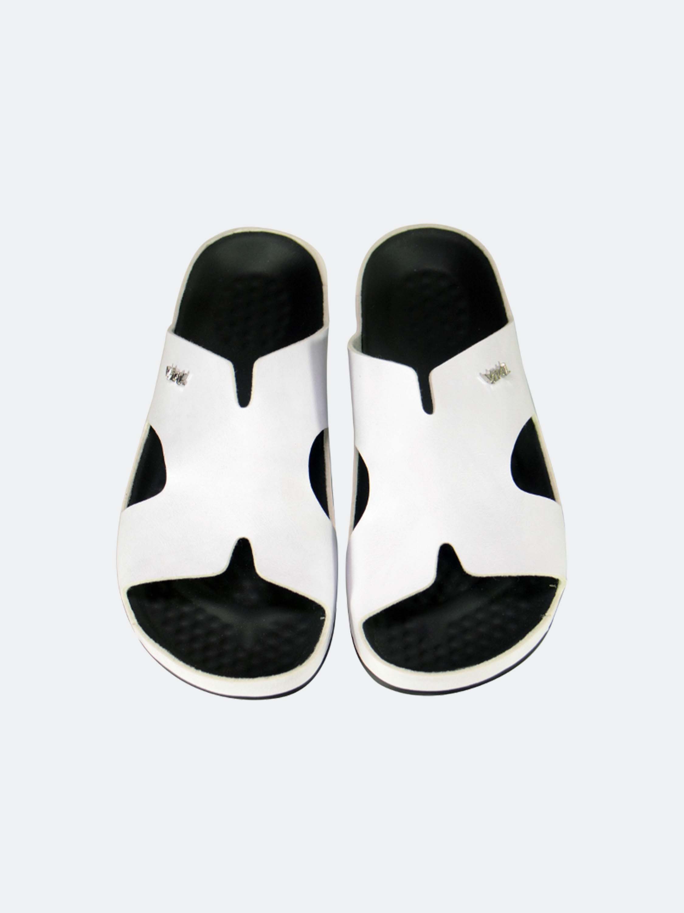 Vital Men's Slip On Leather Sandals #color_White