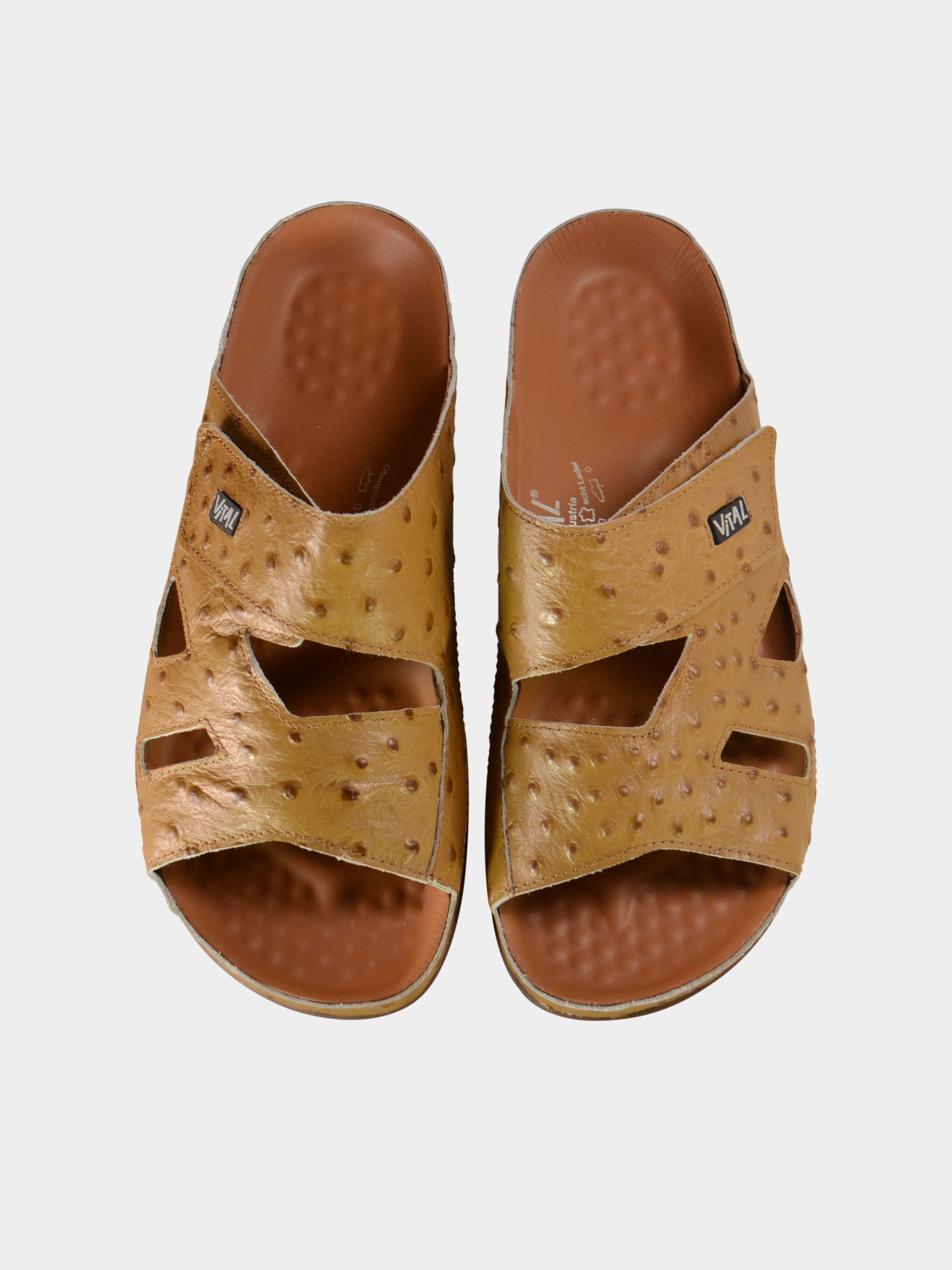 Vital Mens Detail Strap Leather Sandals #color_Beige