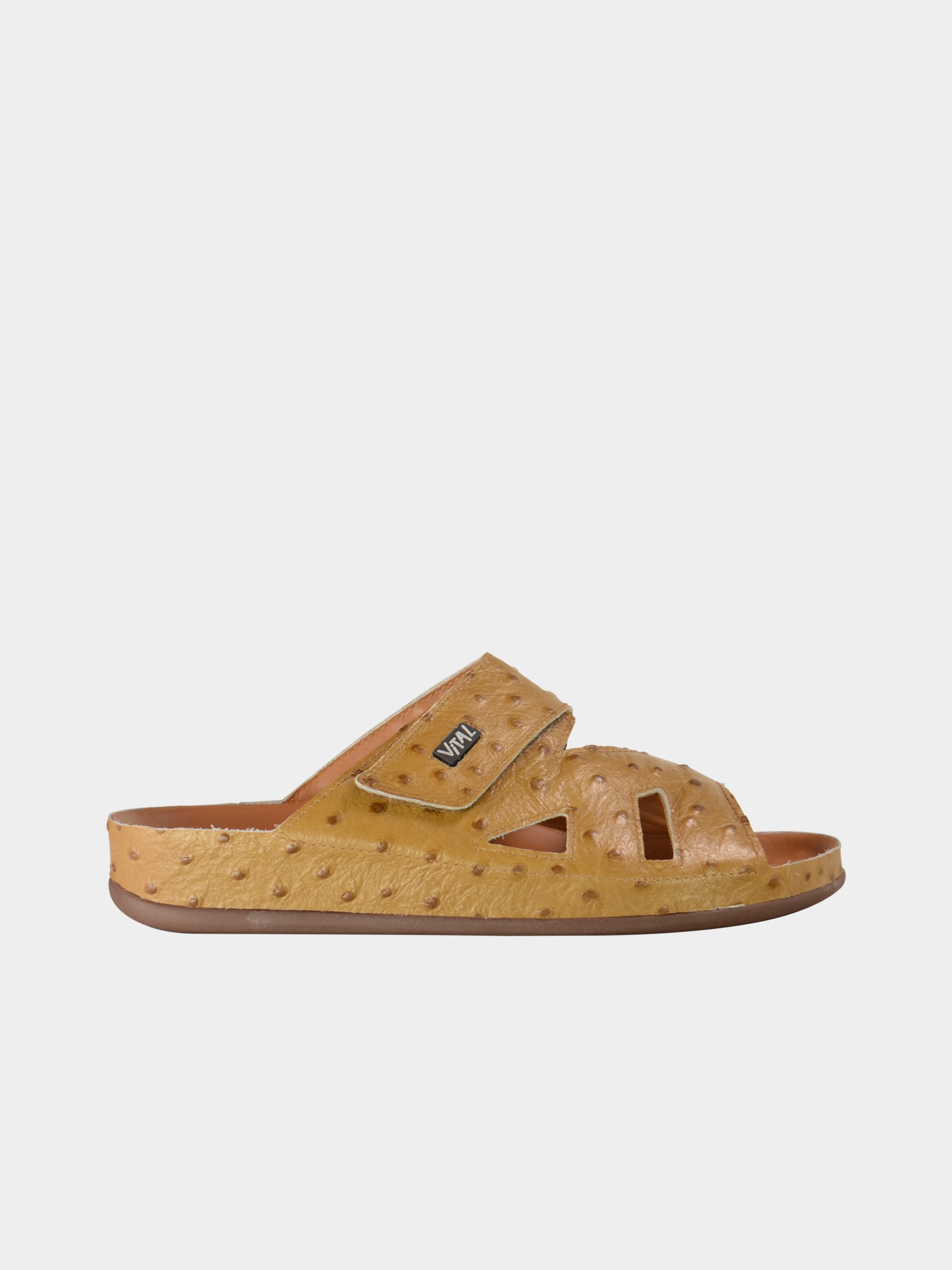 Vital Mens Detail Strap Leather Sandals #color_Beige