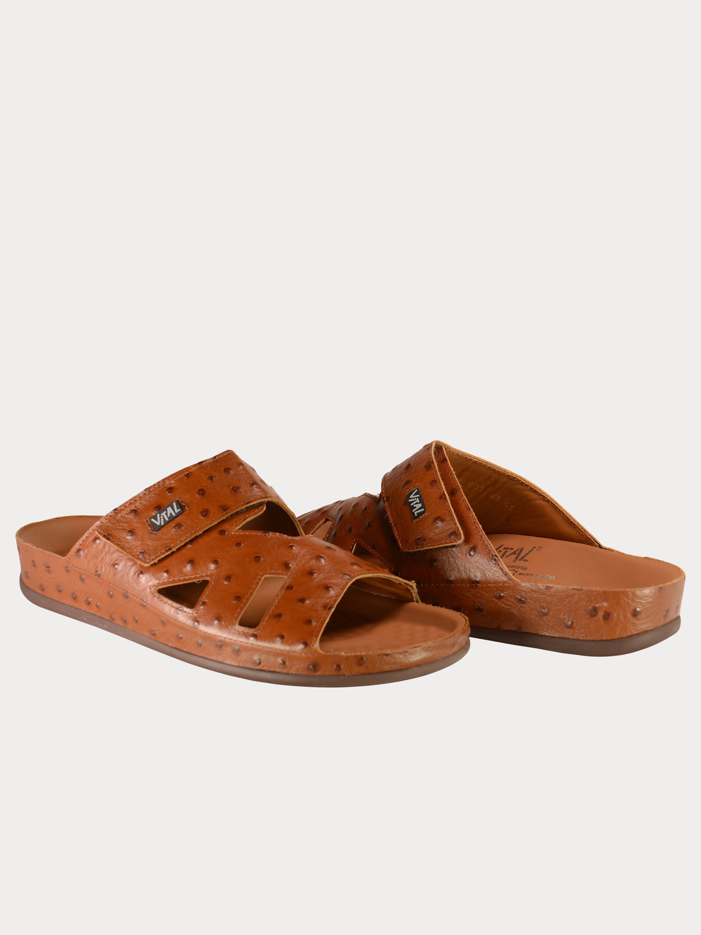 Vital Mens Detail Strap Leather Sandals #color_Brown