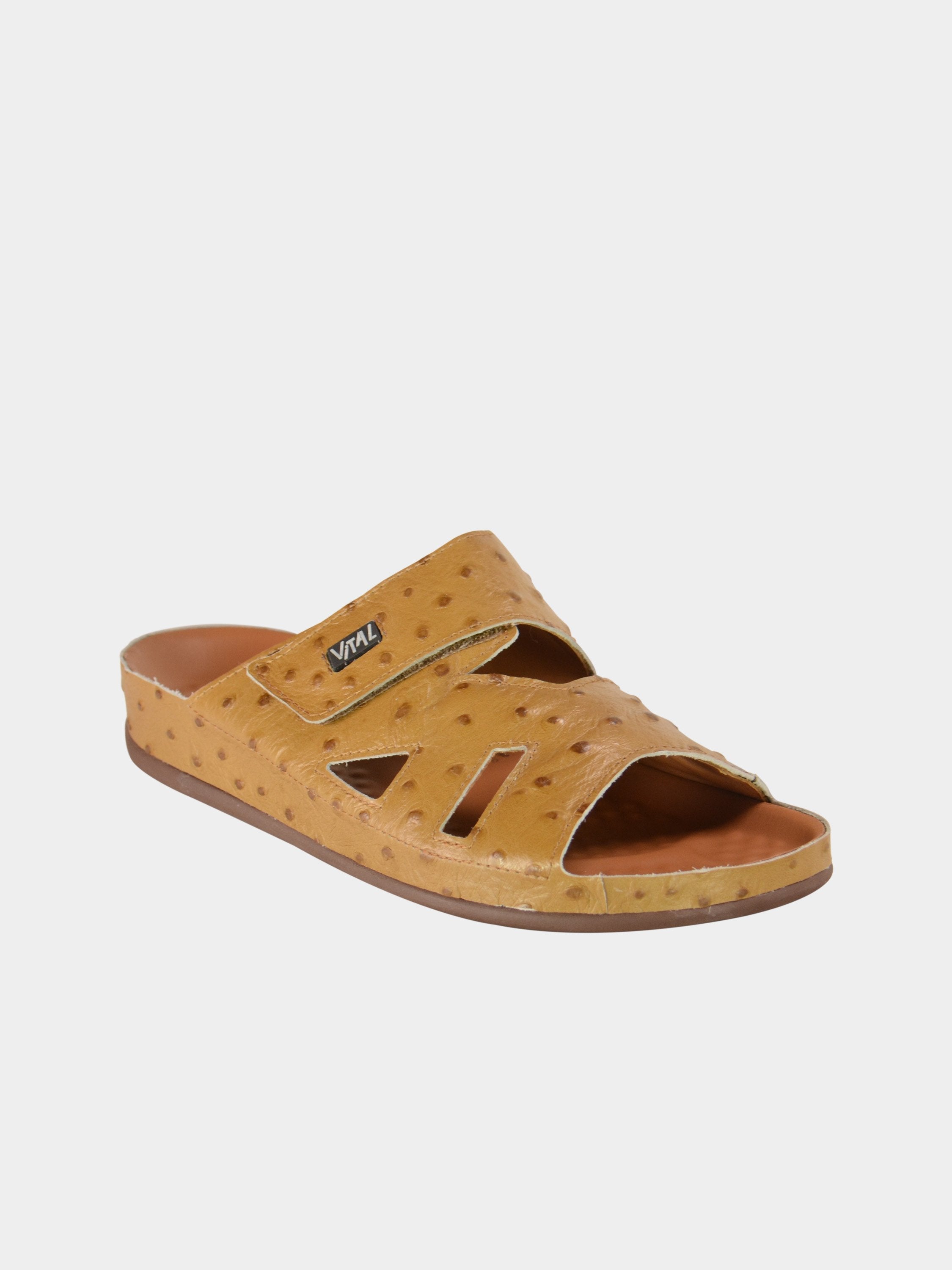 Vital Mens Detail Strap Leather Sandals #color_Beige