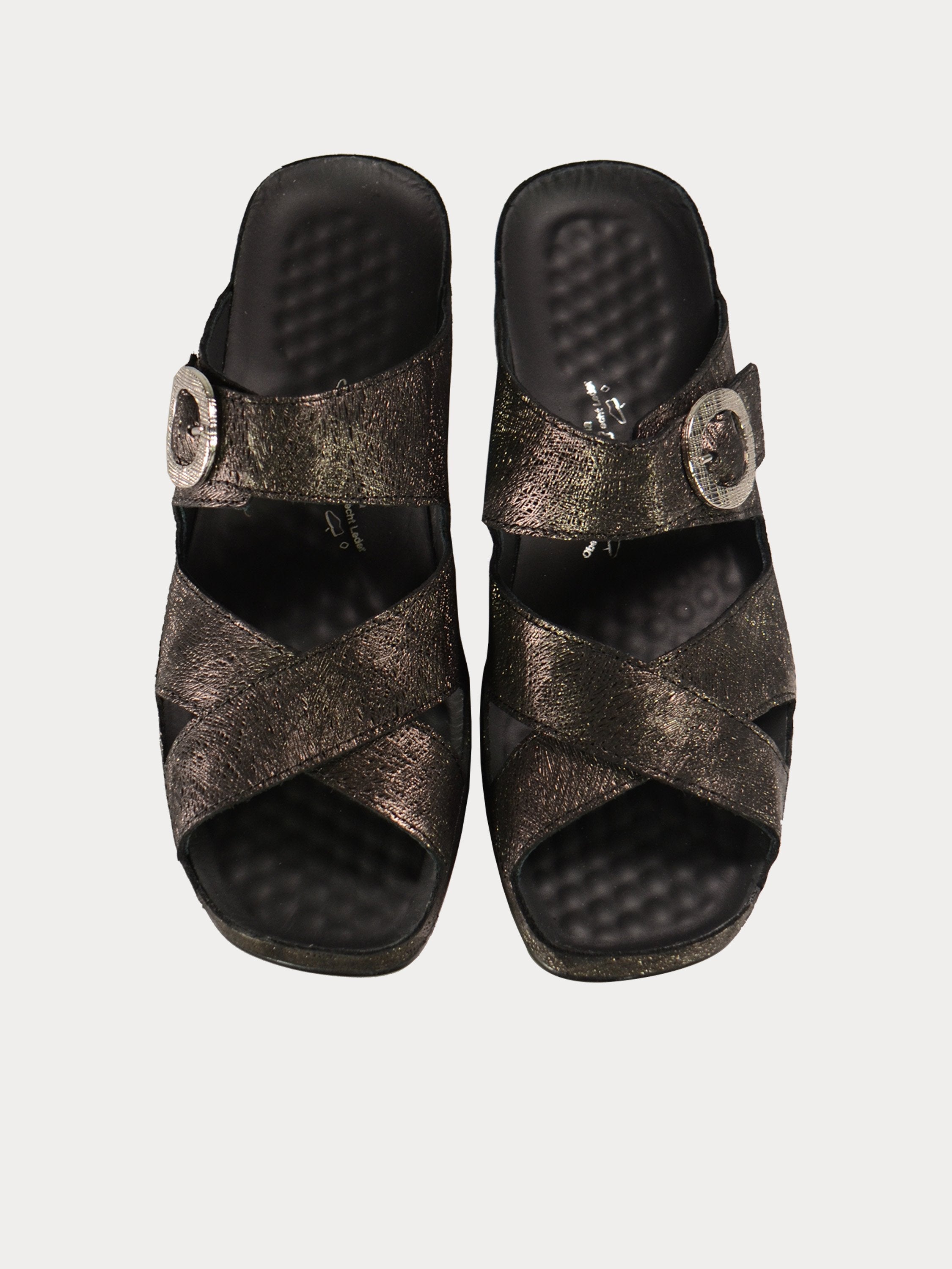 Vital Rustic Slider Leather Sandals #color_Black
