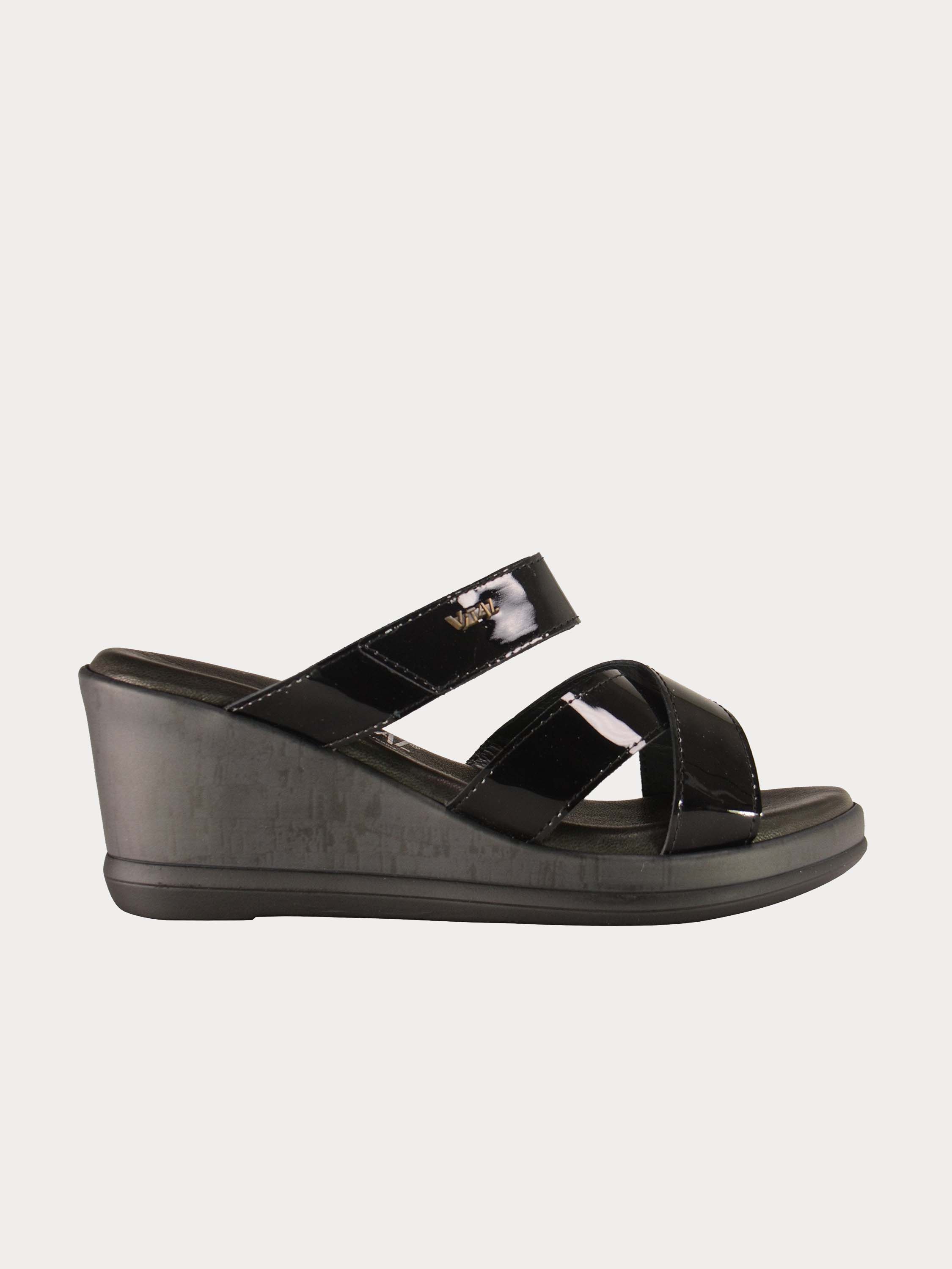 Vital Thin Strap Wedge Leather Sandals #color_Black