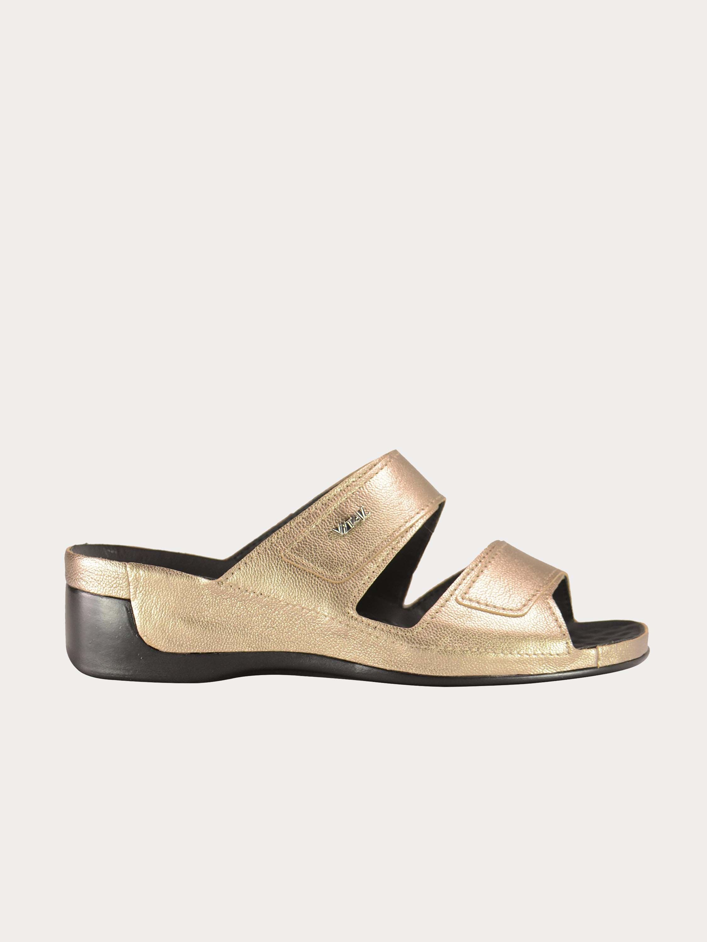 Vital Women's Double Strap Leather Sandals #color_Silver
