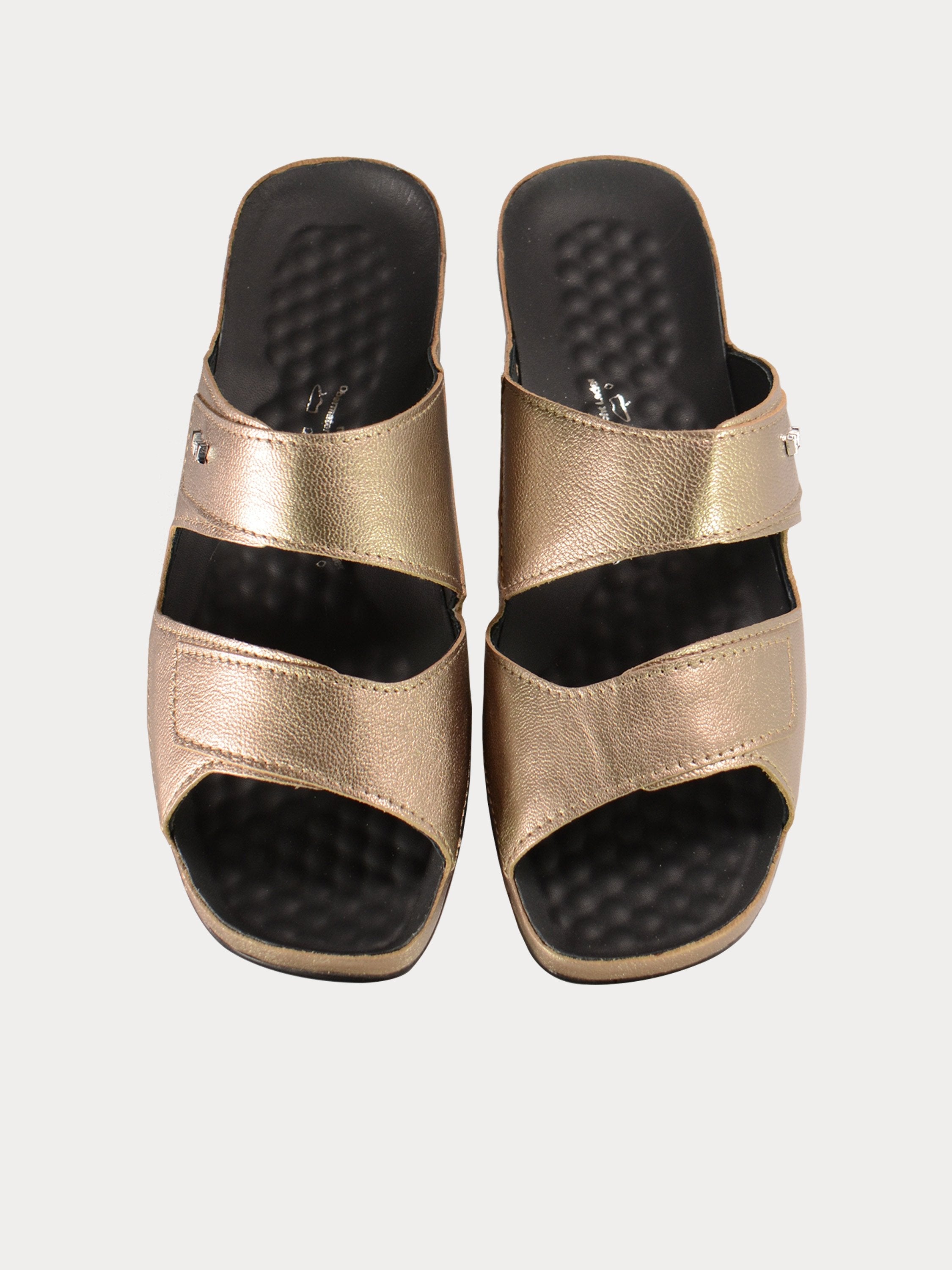 Vital Women's Double Strap Leather Sandals #color_Silver