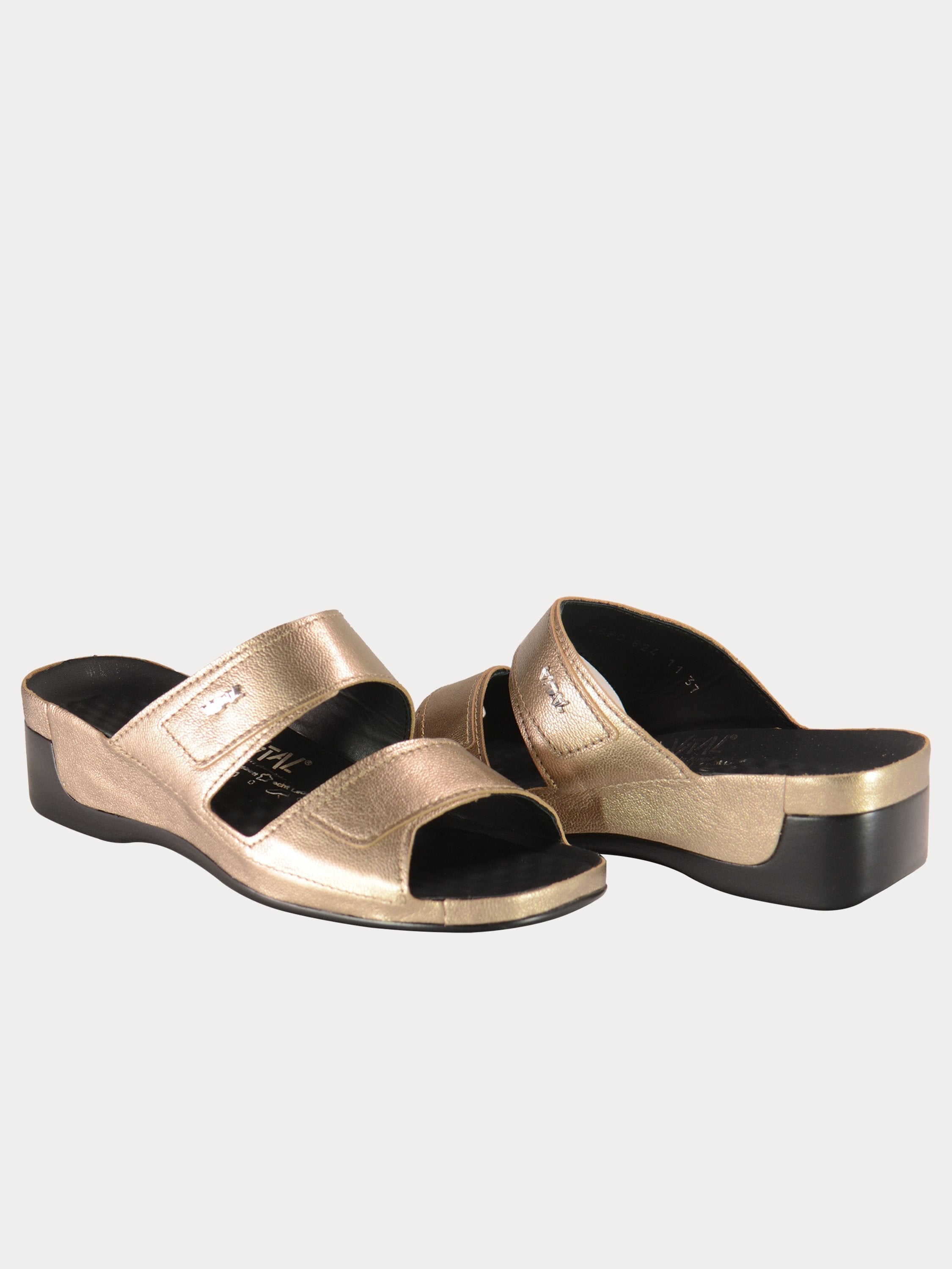 Vital Women's Double Strap Leather Sandals #color_Silver