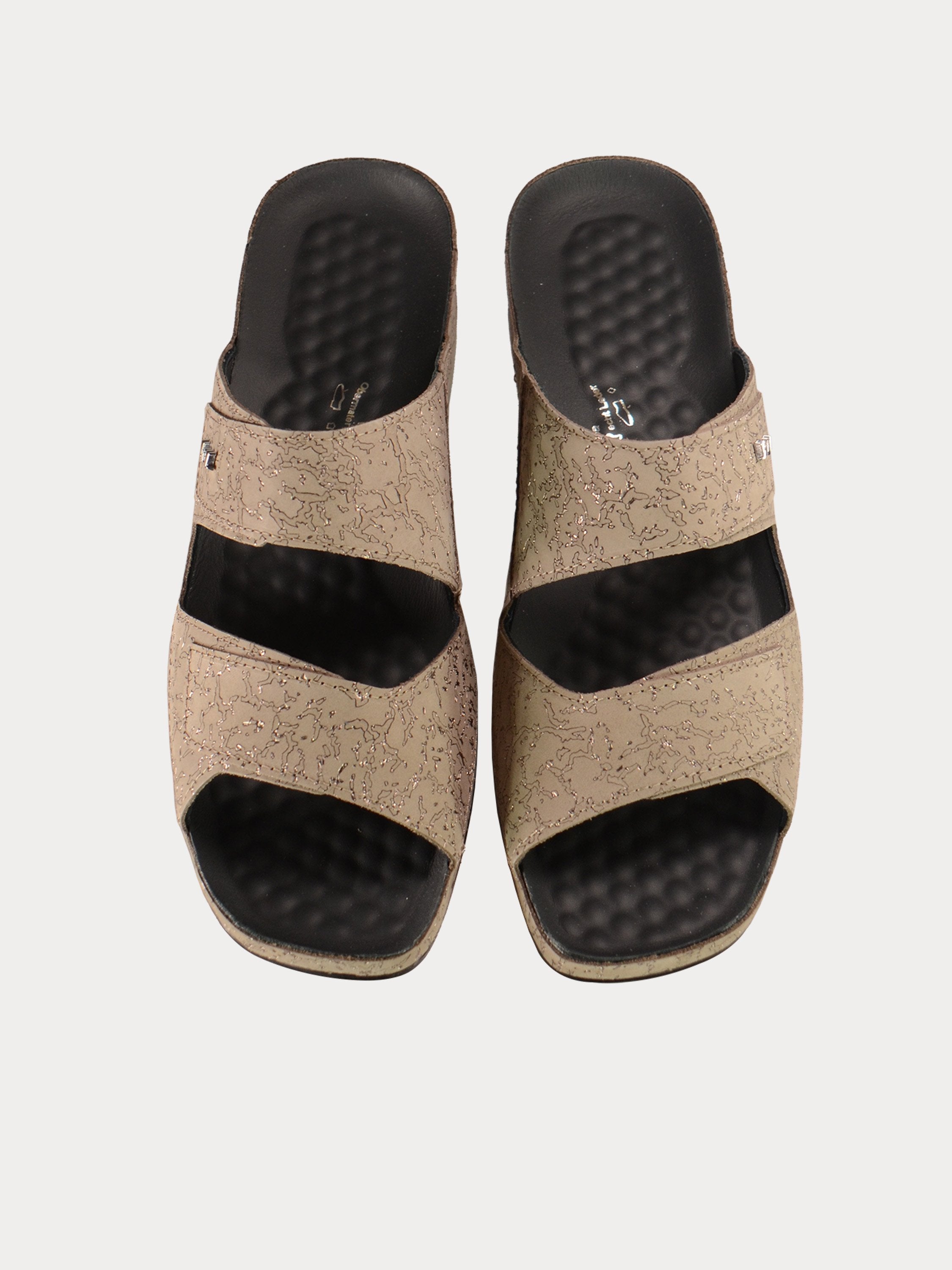 Vital Women's Double Strap Slider Leather Sandals #color_Beige
