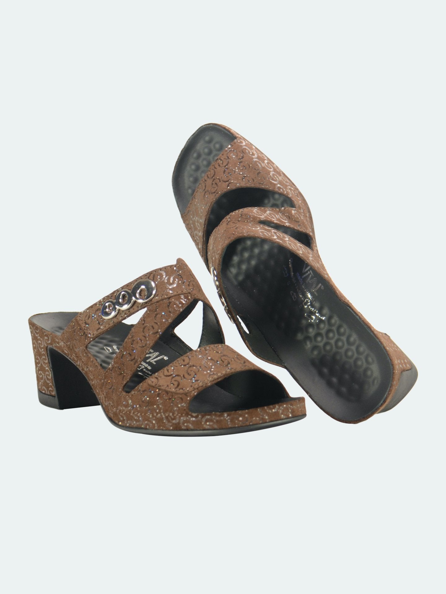 Vital Women's Heels Leather Sandals #color_Brown