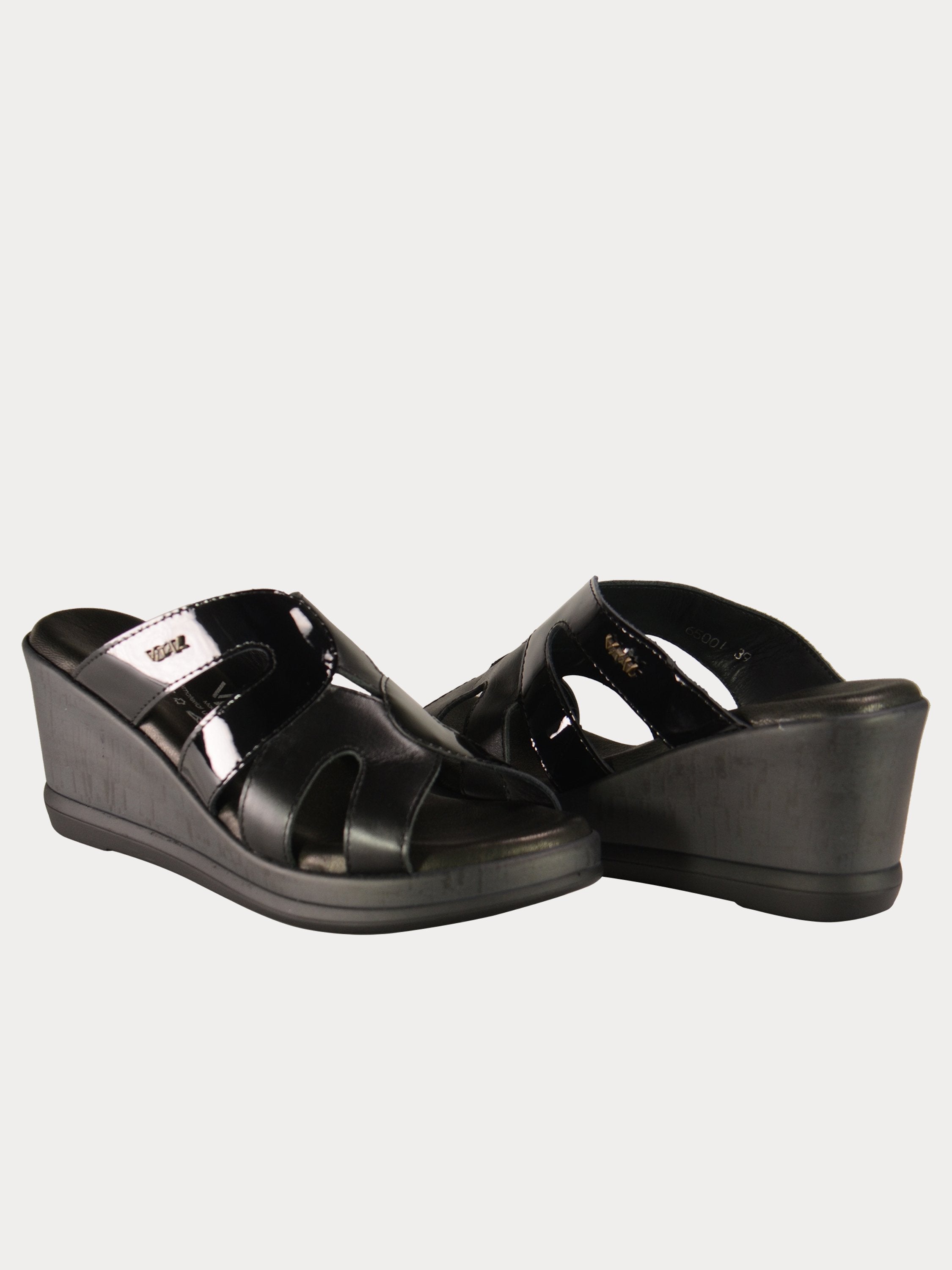 Vital Women's Patent Leather Detailed Wedges #color_Black