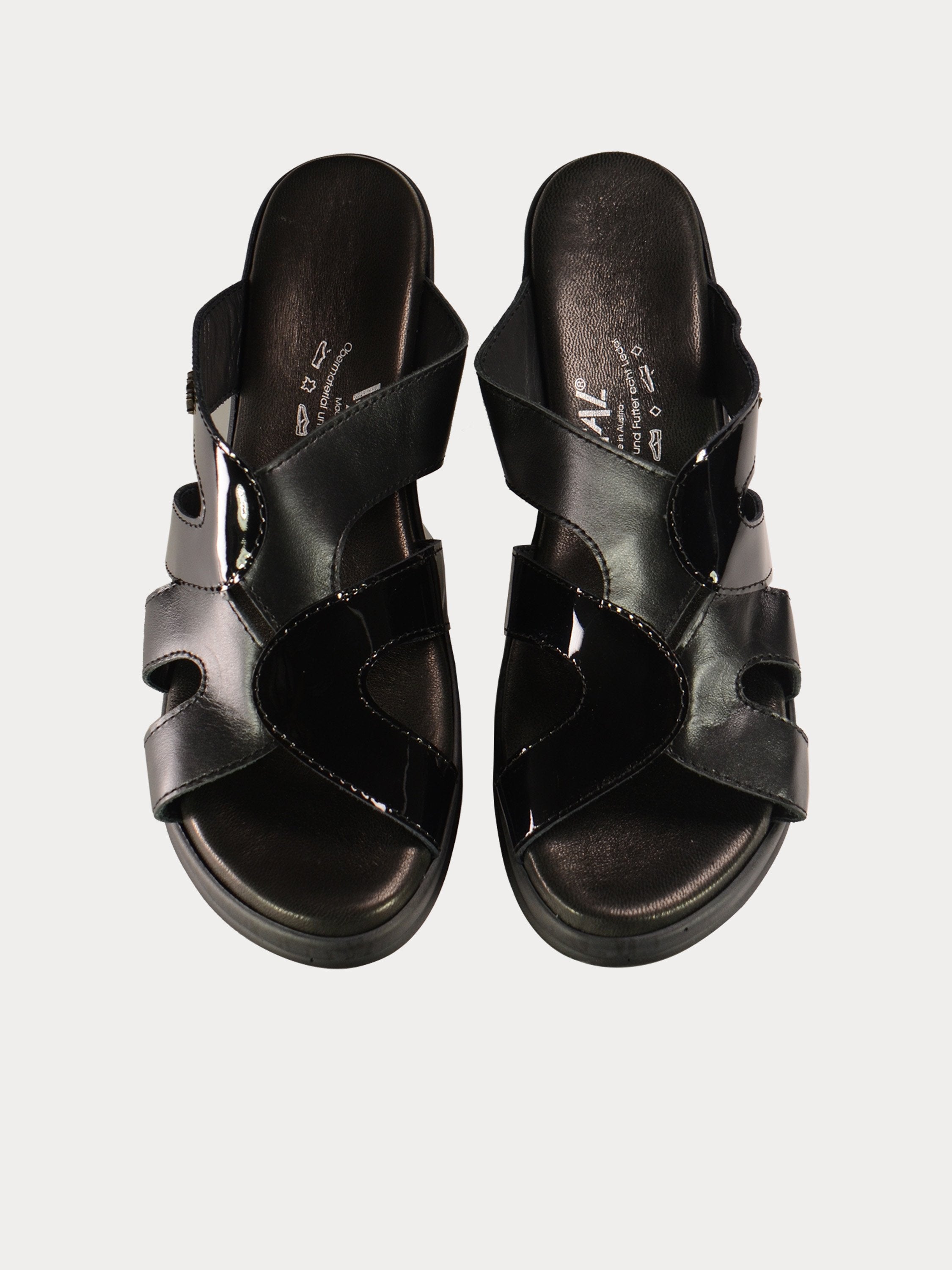 Vital Women's Patent Leather Detailed Wedges #color_Black
