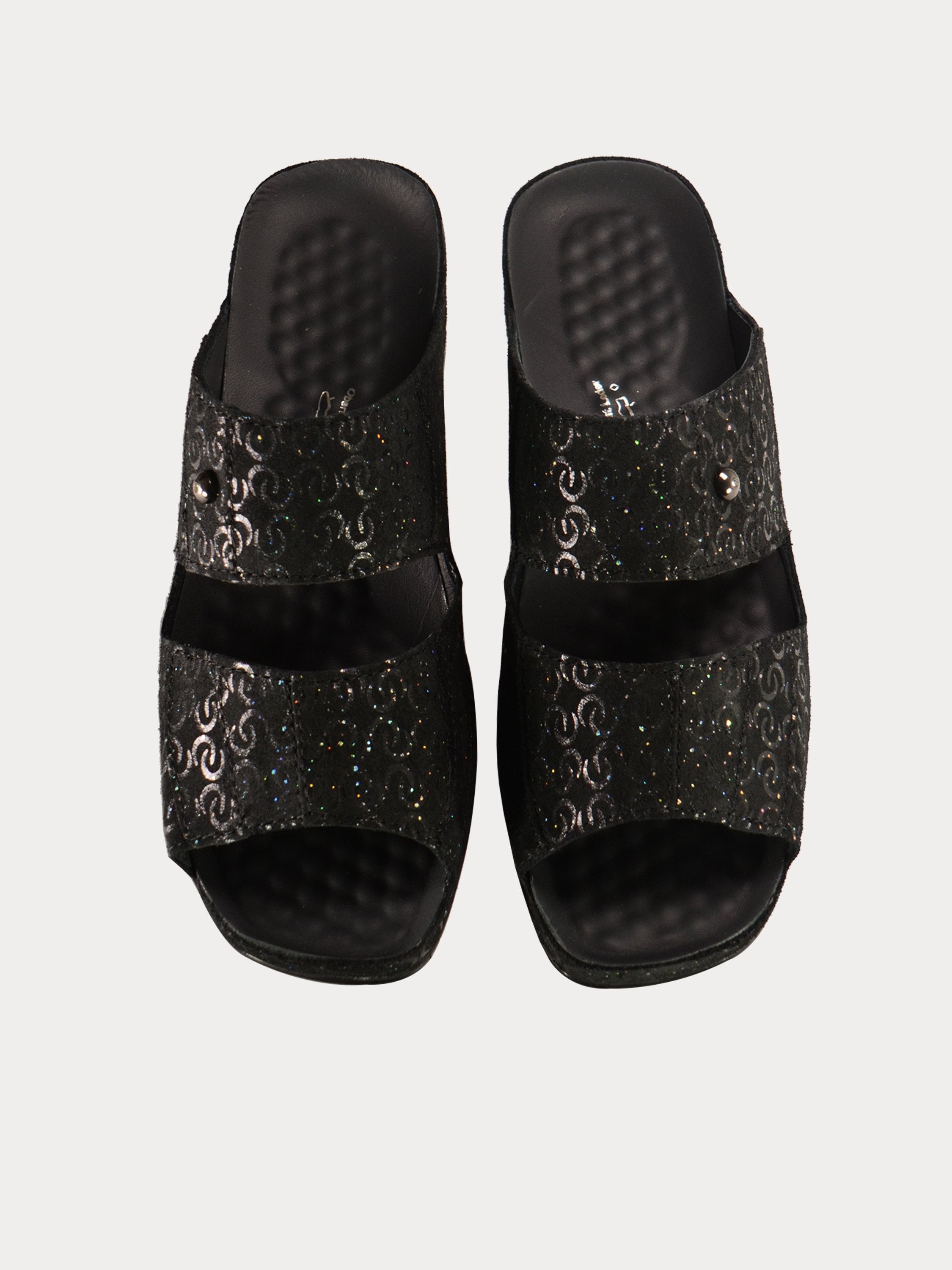 Vital Women's Slider Leather Sandals #color_Black
