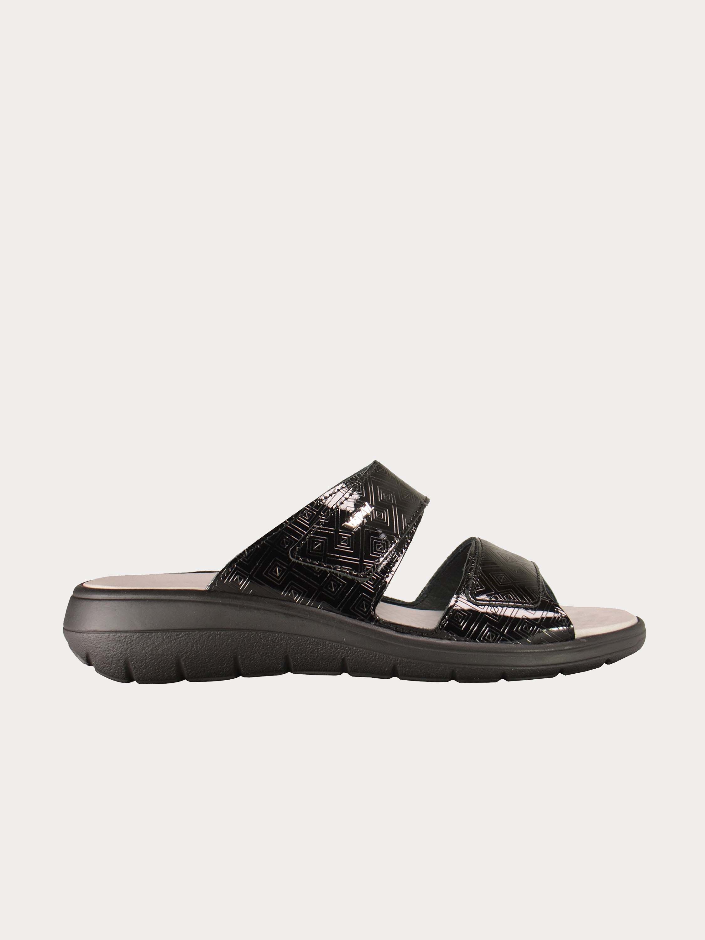 Vital Women's Square Detail Strap Sandals #color_Black