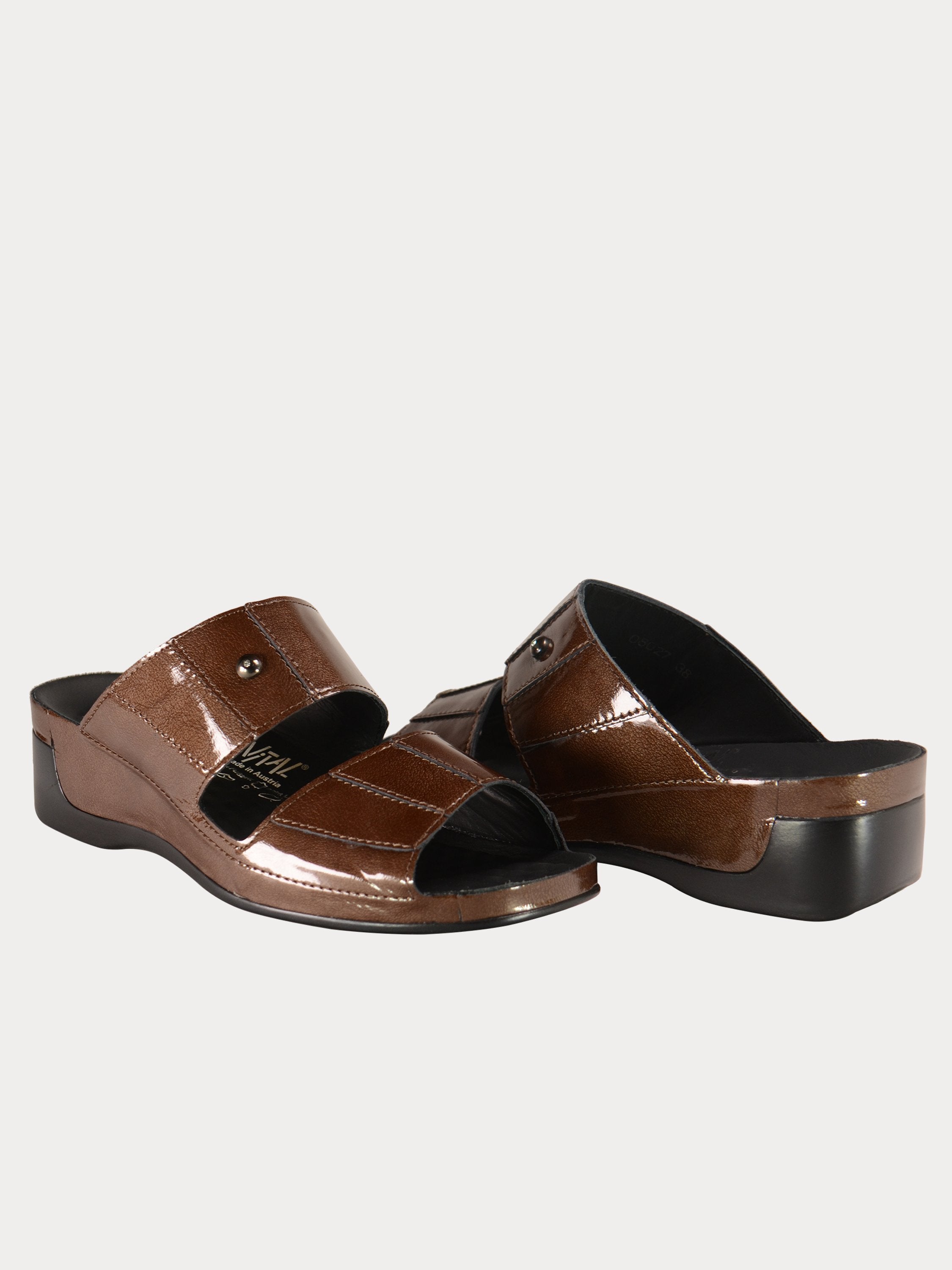 Vital Women's Women's Slider Leather Sandals #color_Brown