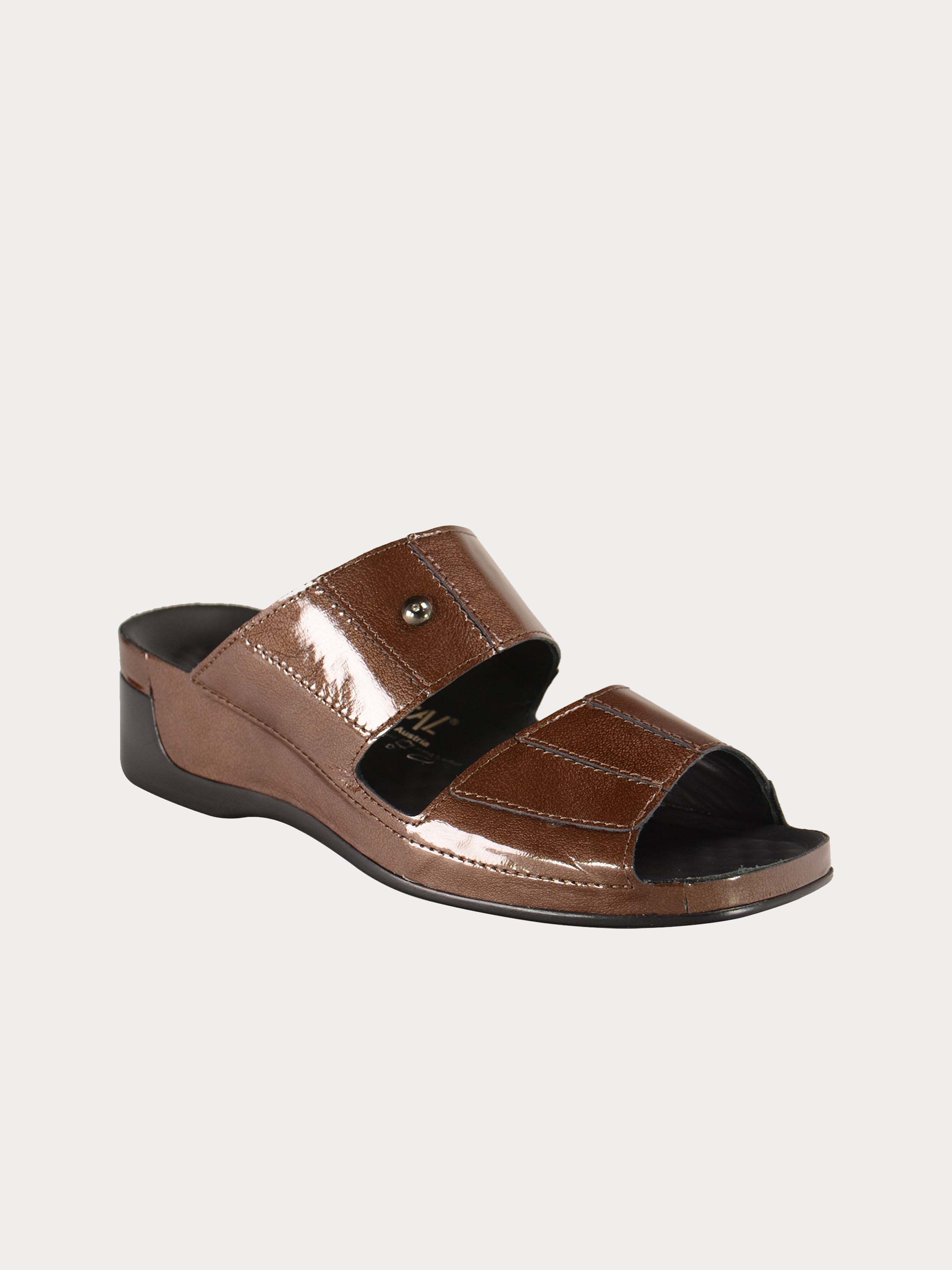 Vital Women's Women's Slider Leather Sandals #color_Brown