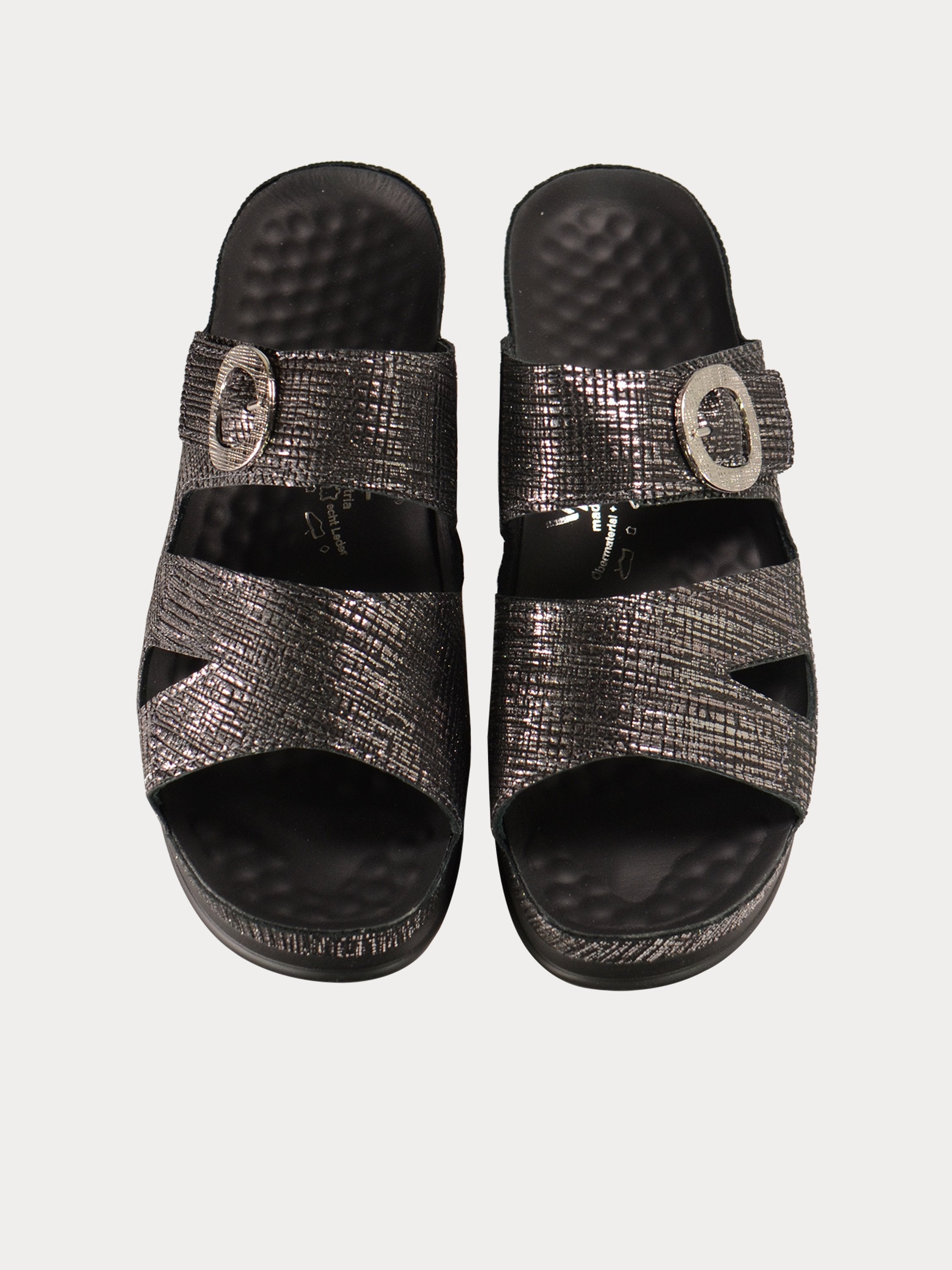Vital Women's Round Buckle Platform Sandals #color_Black