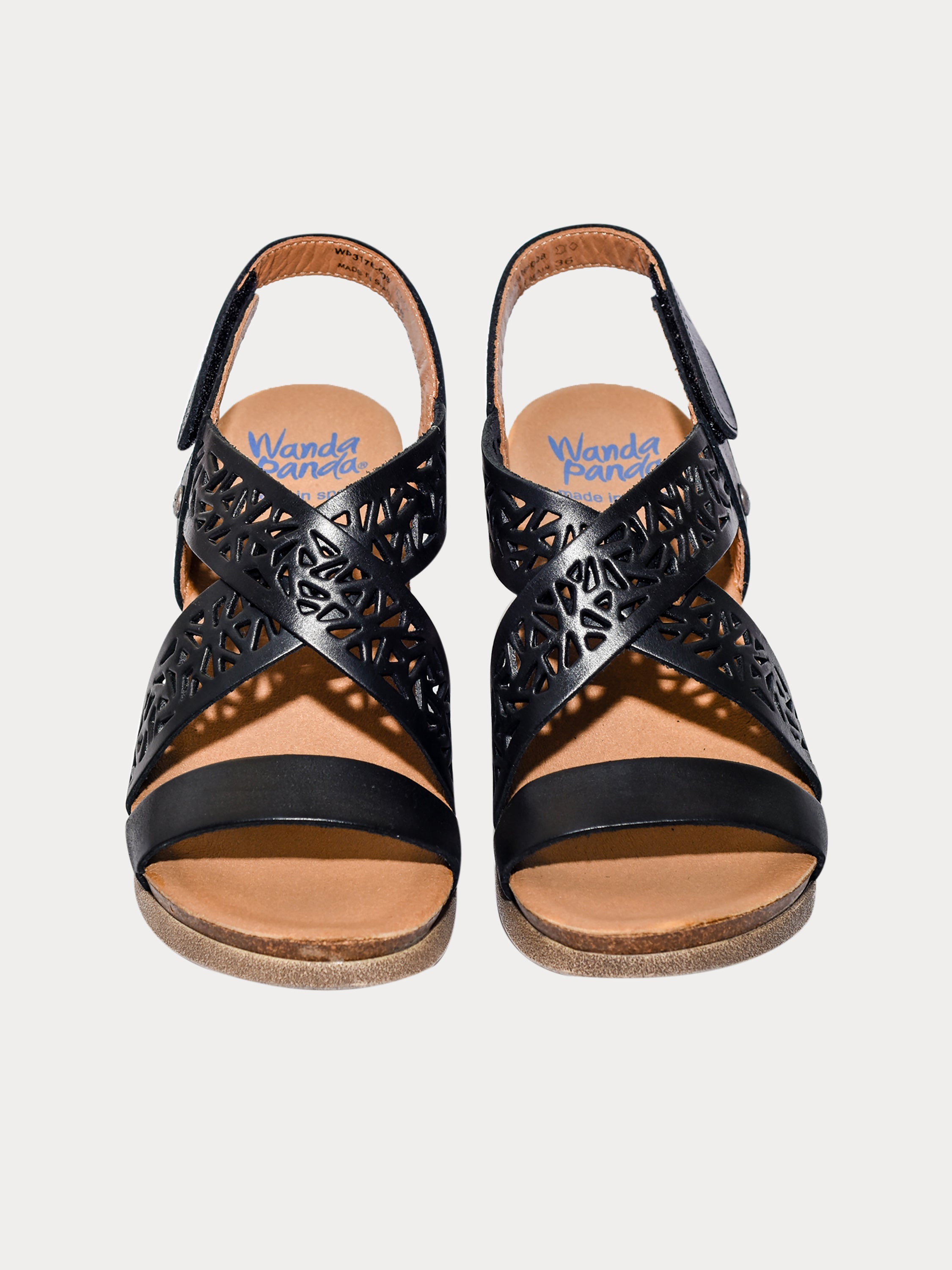 Wanda Panda Women's Manuela Back Strap Sandals #color_Black