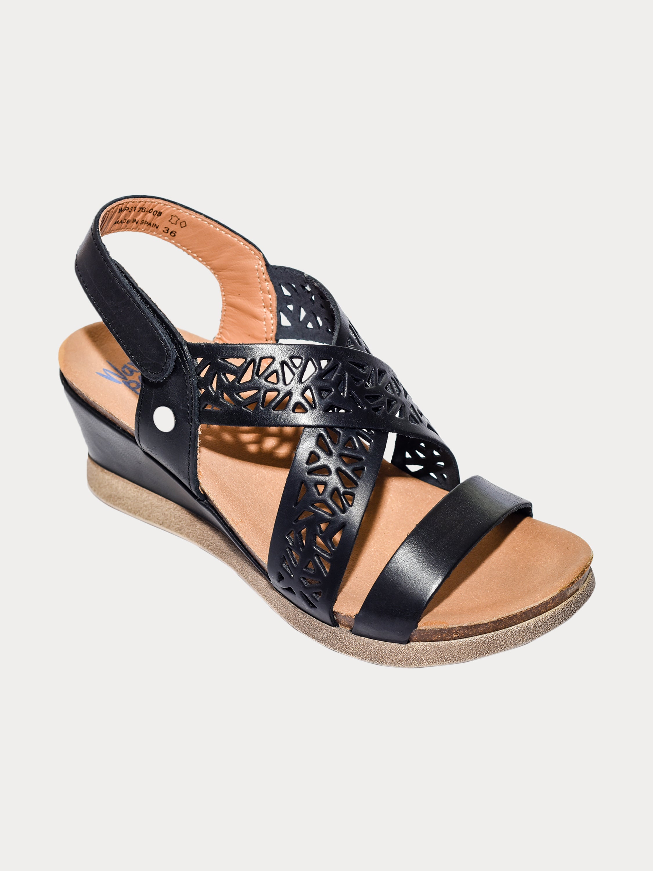 Wanda Panda Women's Manuela Back Strap Sandals #color_Black