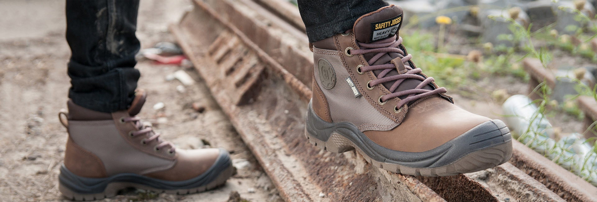 man wearing safety jogger boots