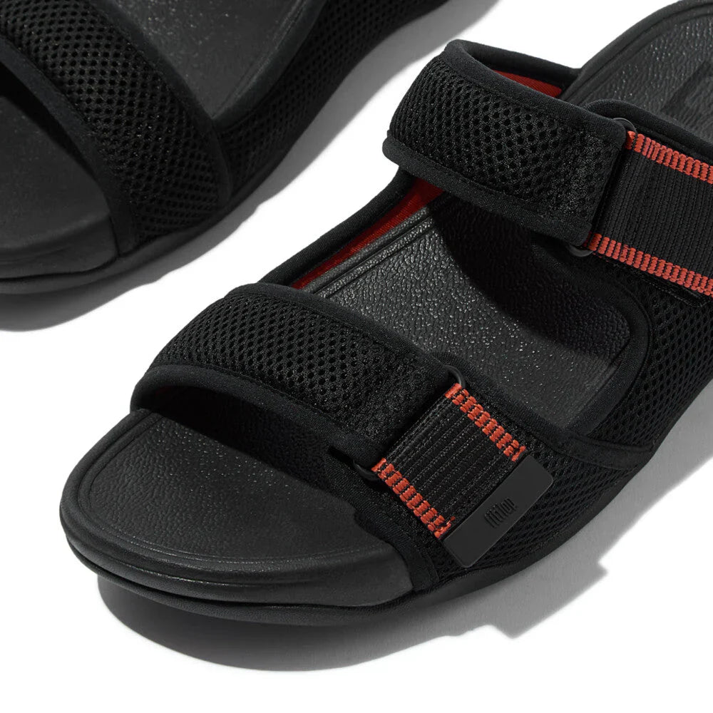 Fitflop Gogh Moc Adjustable Water-Resistant Mesh sliders #color_Black