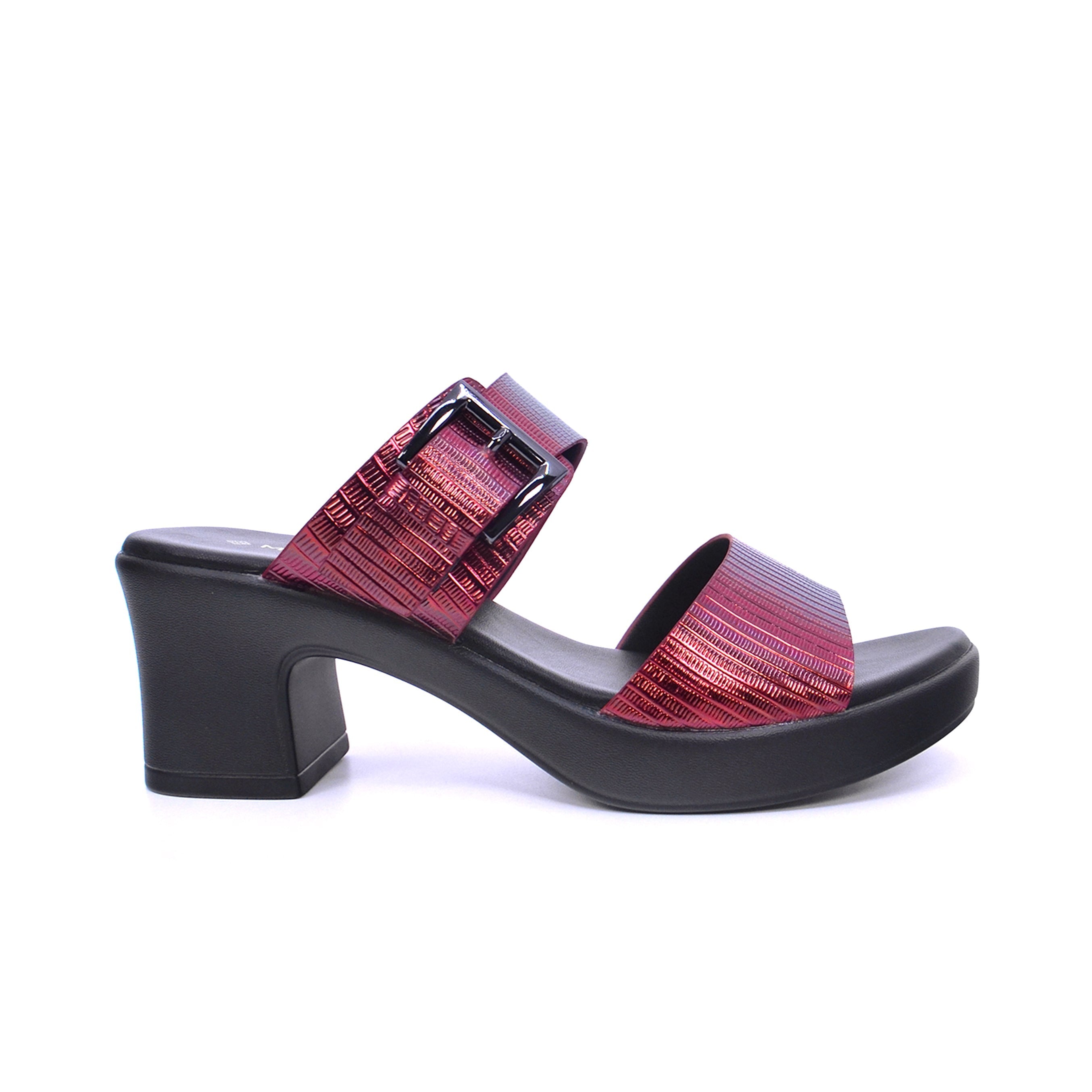 Mynaal 414Rj691 Women's Block Heel Sandal #color_Maroon