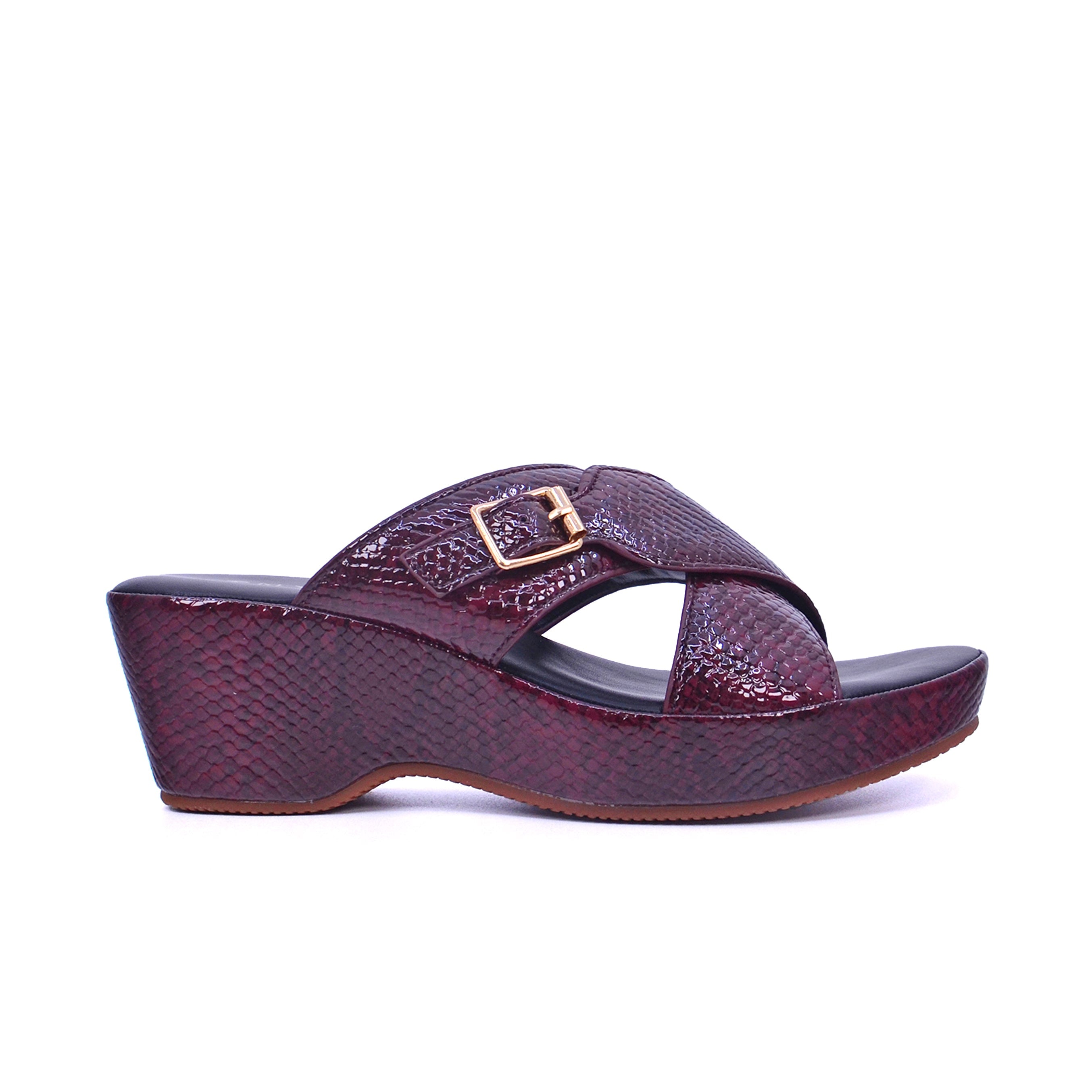 Mynaal 414Zd19S Women's Wedge Square Pin Sandal #color_Maroon