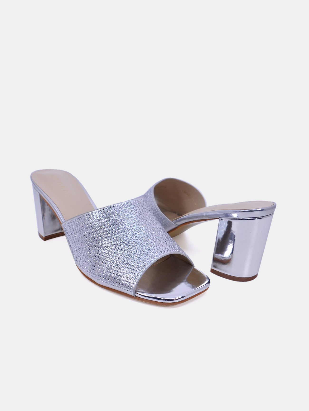 Mynaal Sparkle Women's Block Heel Sandals #color_Silver