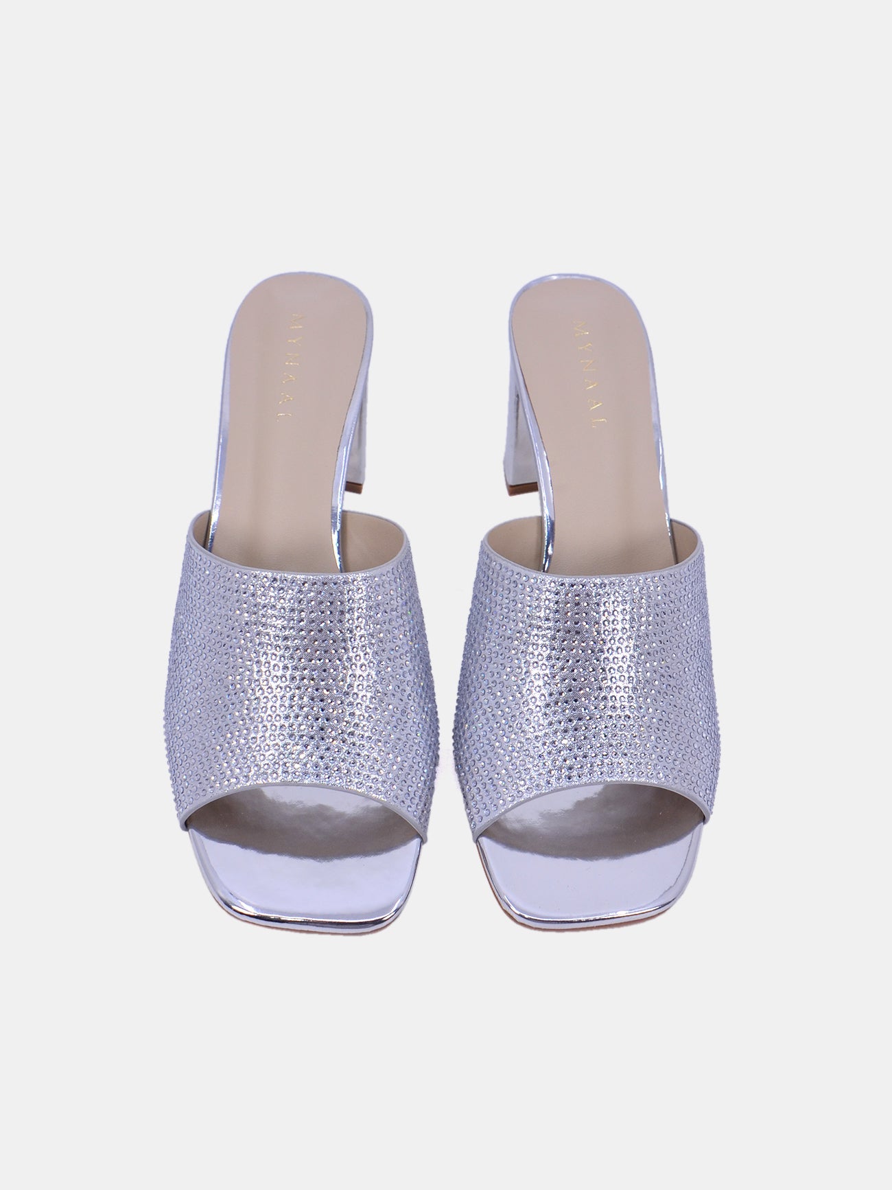 Mynaal Sparkle Women's Block Heel Sandals #color_Silver