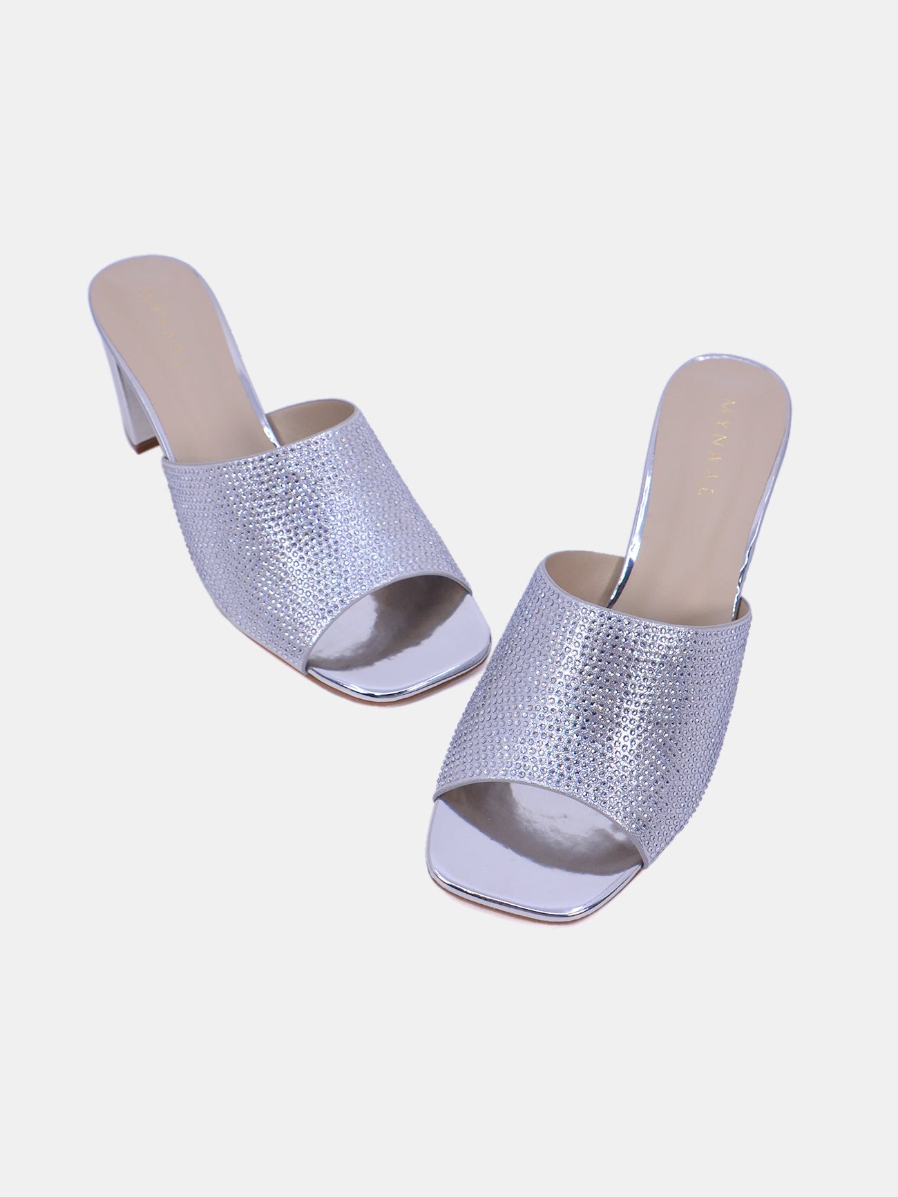 Mynaal Sparkle Women's Block Heel Sandals #color_Silver