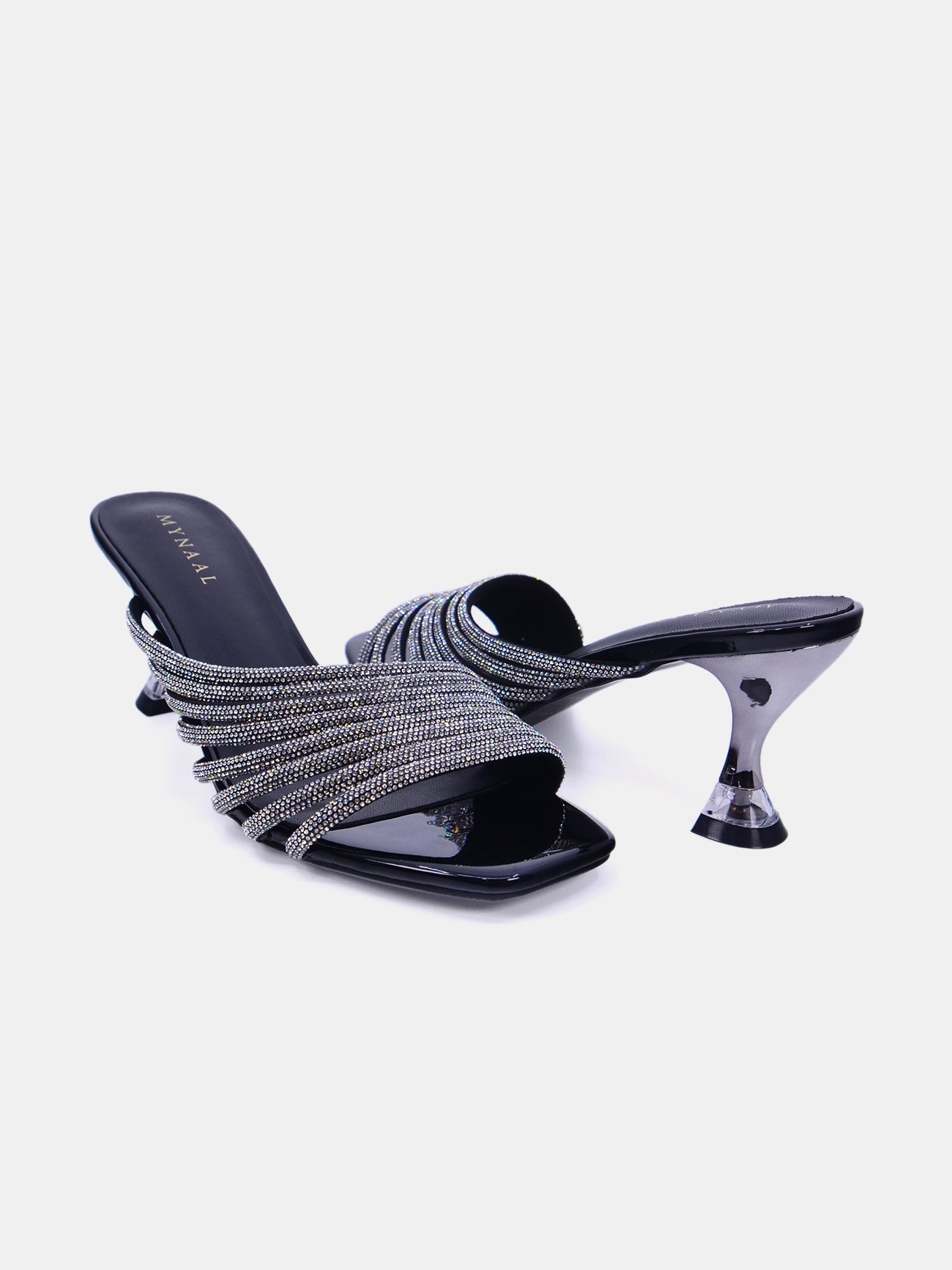 Mynaal Velia Women's Spool Heel Sandals #color_Black