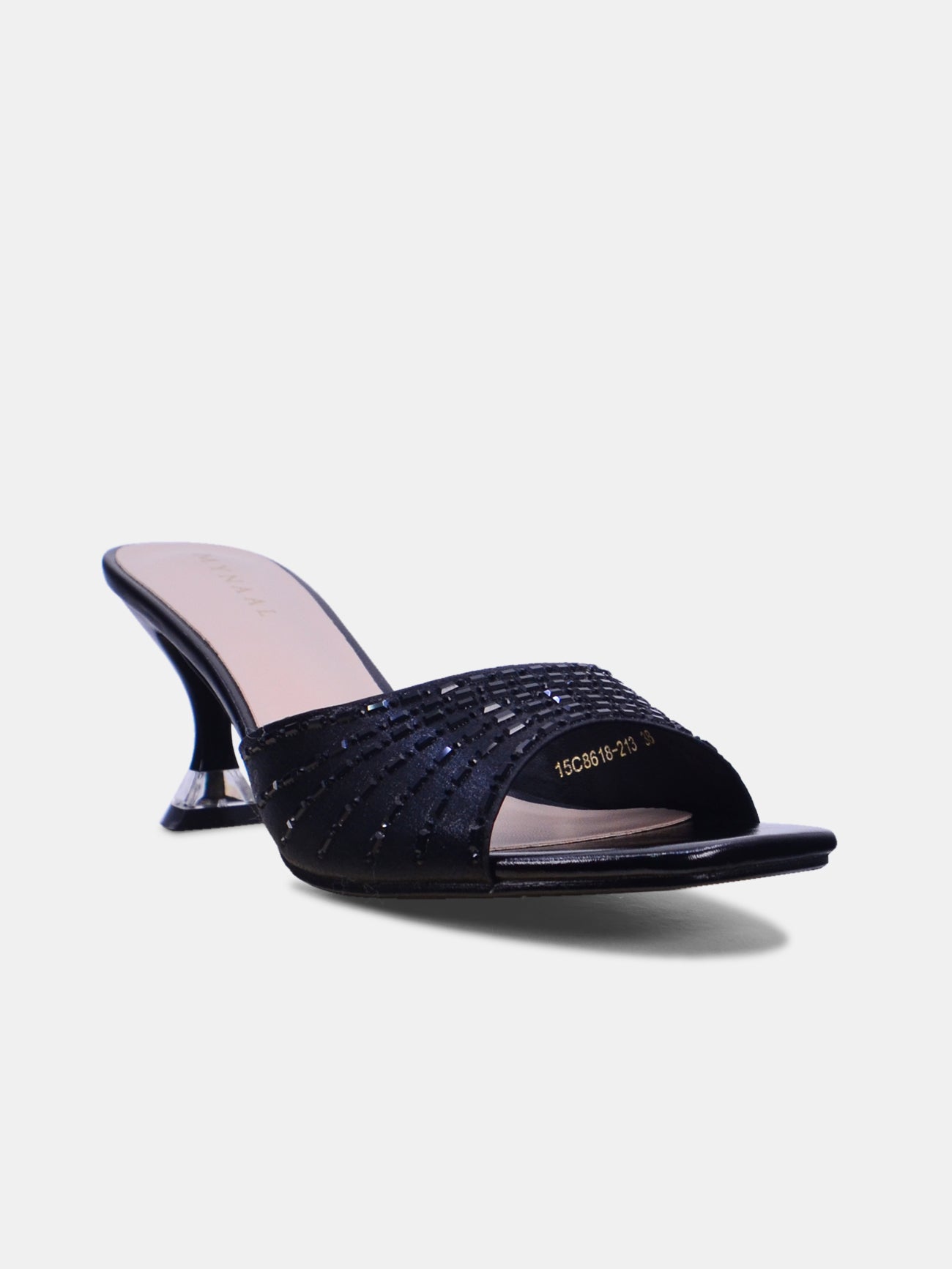 Mynaal Dazzle Women's Spool Heel Sandals #color_Black