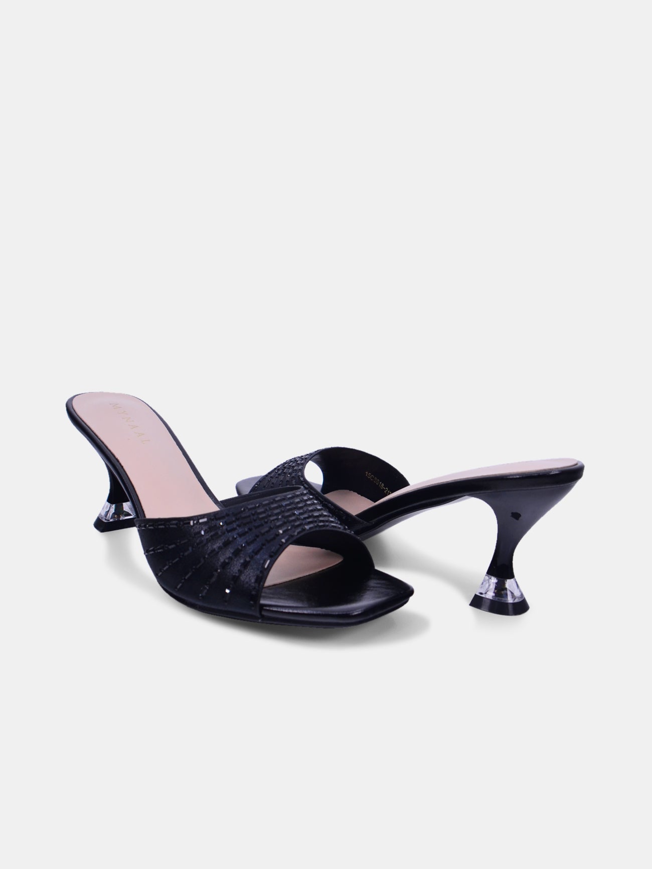 Mynaal Dazzle Women's Spool Heel Sandals #color_Black