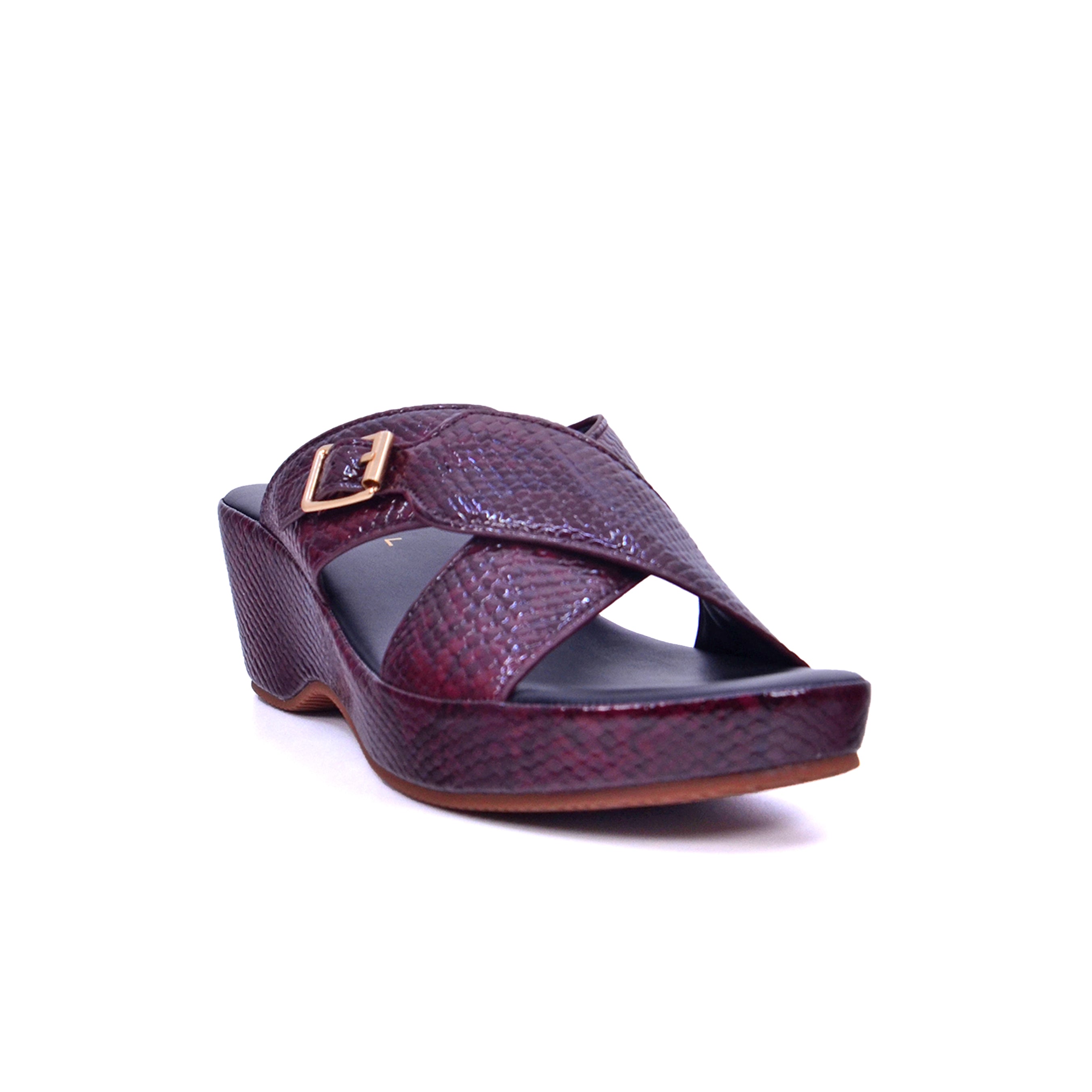 Mynaal 414Zd19S Women's Wedge Square Pin Sandal #color_Maroon