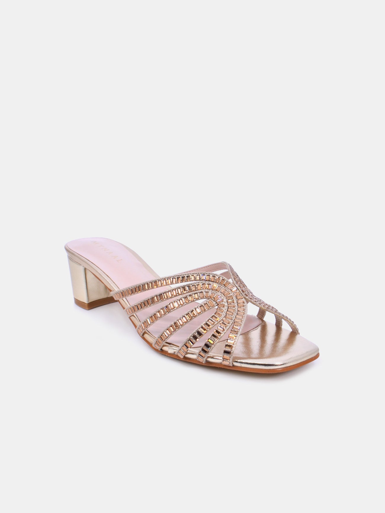 Mynaal Lynara Women's Block Heel Sandals #color_Gold