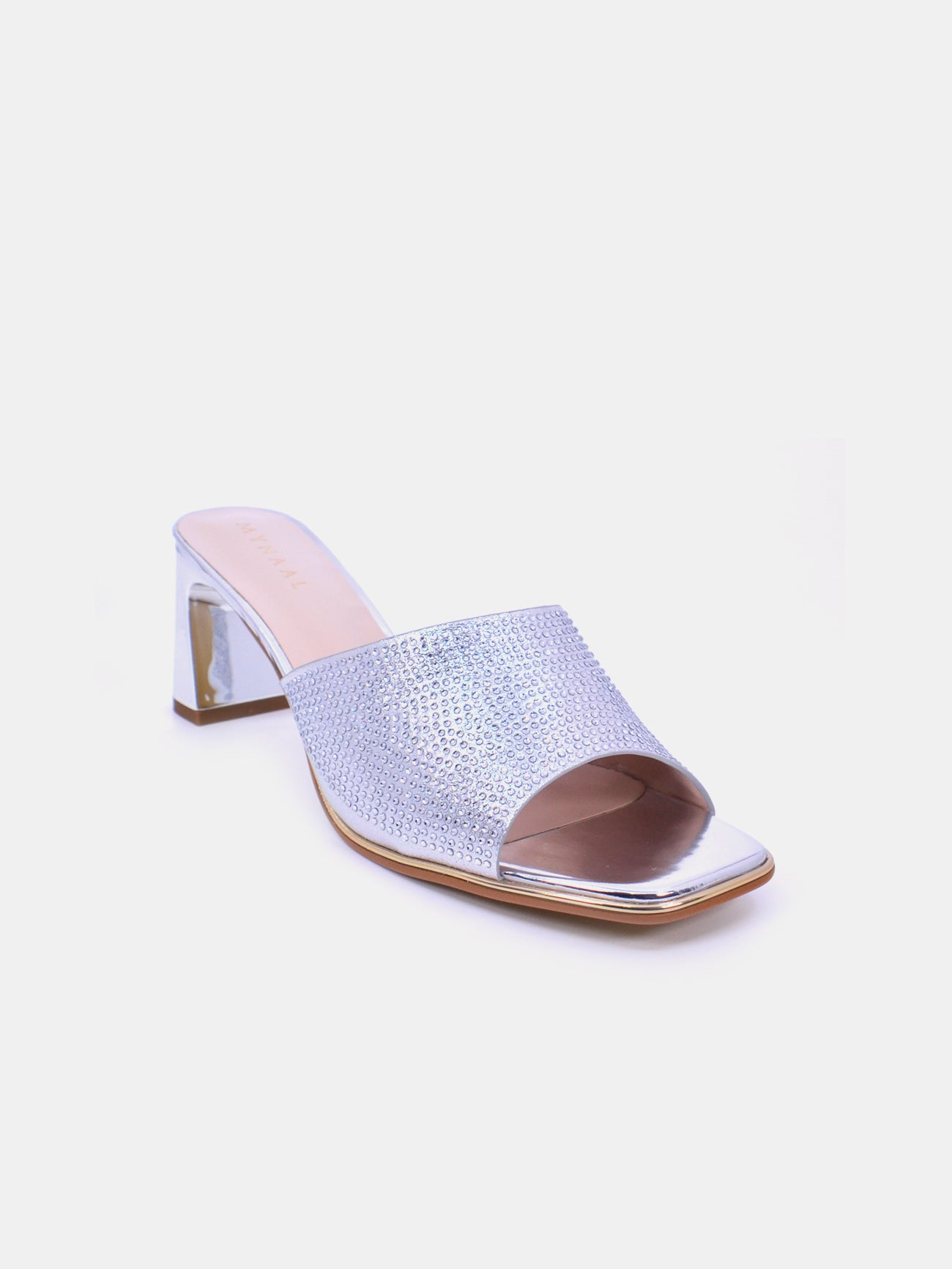 Mynaal Radiq Women's Block Heel Sandals #color_Silver