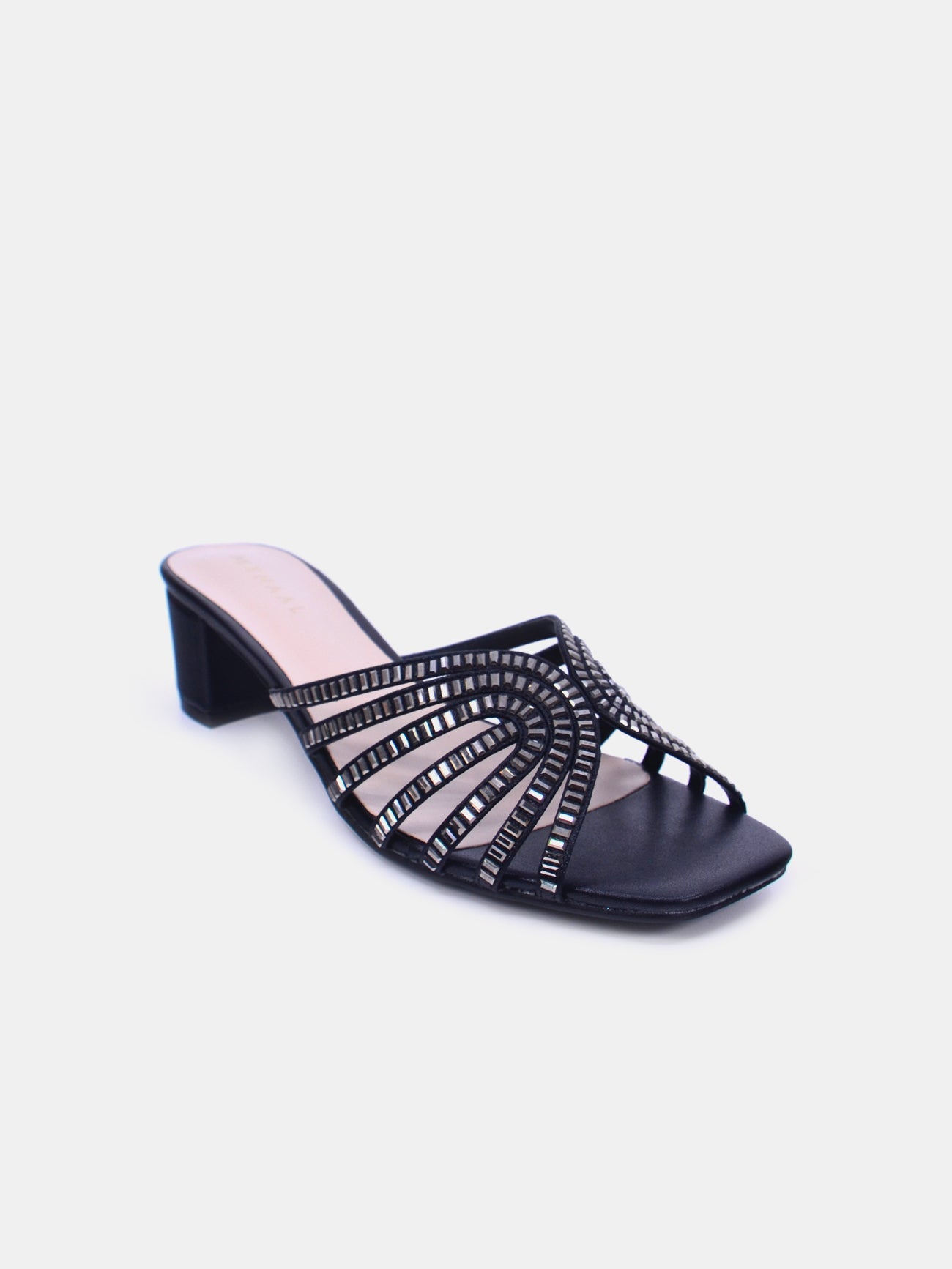 Mynaal Lynara Women's Block Heel Sandals #color_Black