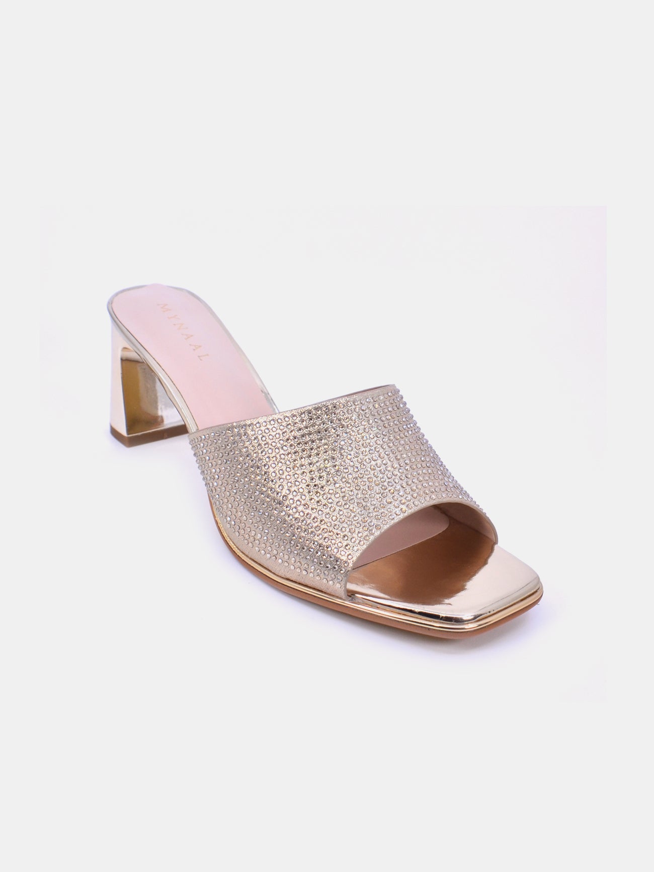 Mynaal Radiq Women's Block Heel Sandals #color_Gold