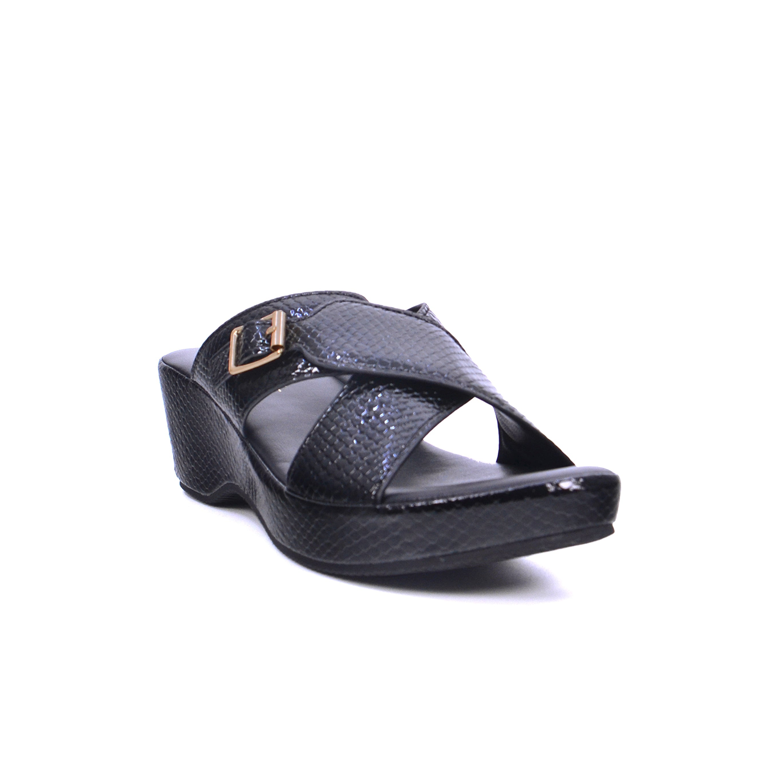 Mynaal 414Zd19S Women's Wedge Square Pin Sandal #color_Black