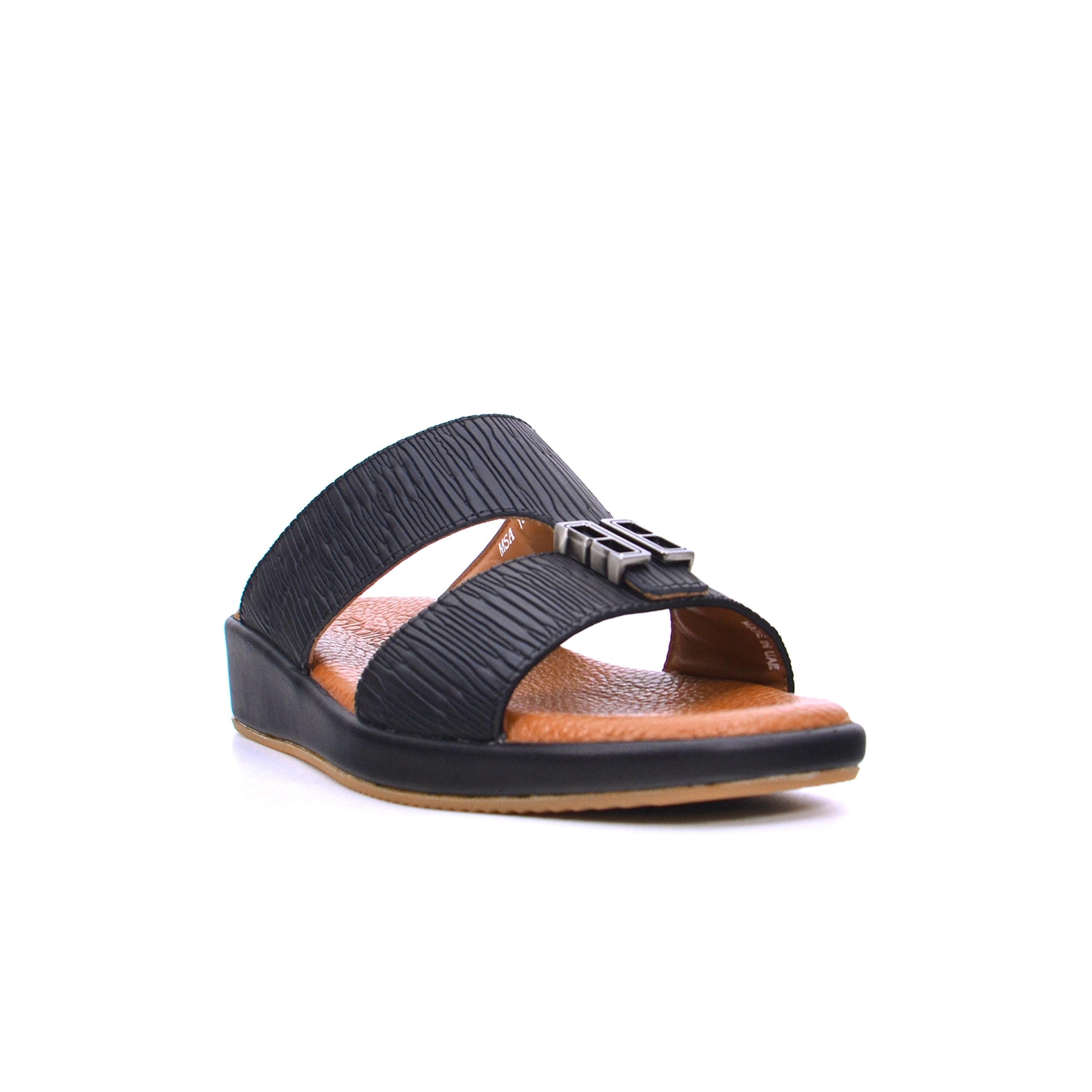 Barjeel Uno MSA139 B Boys Arabic Sandals #color_Black