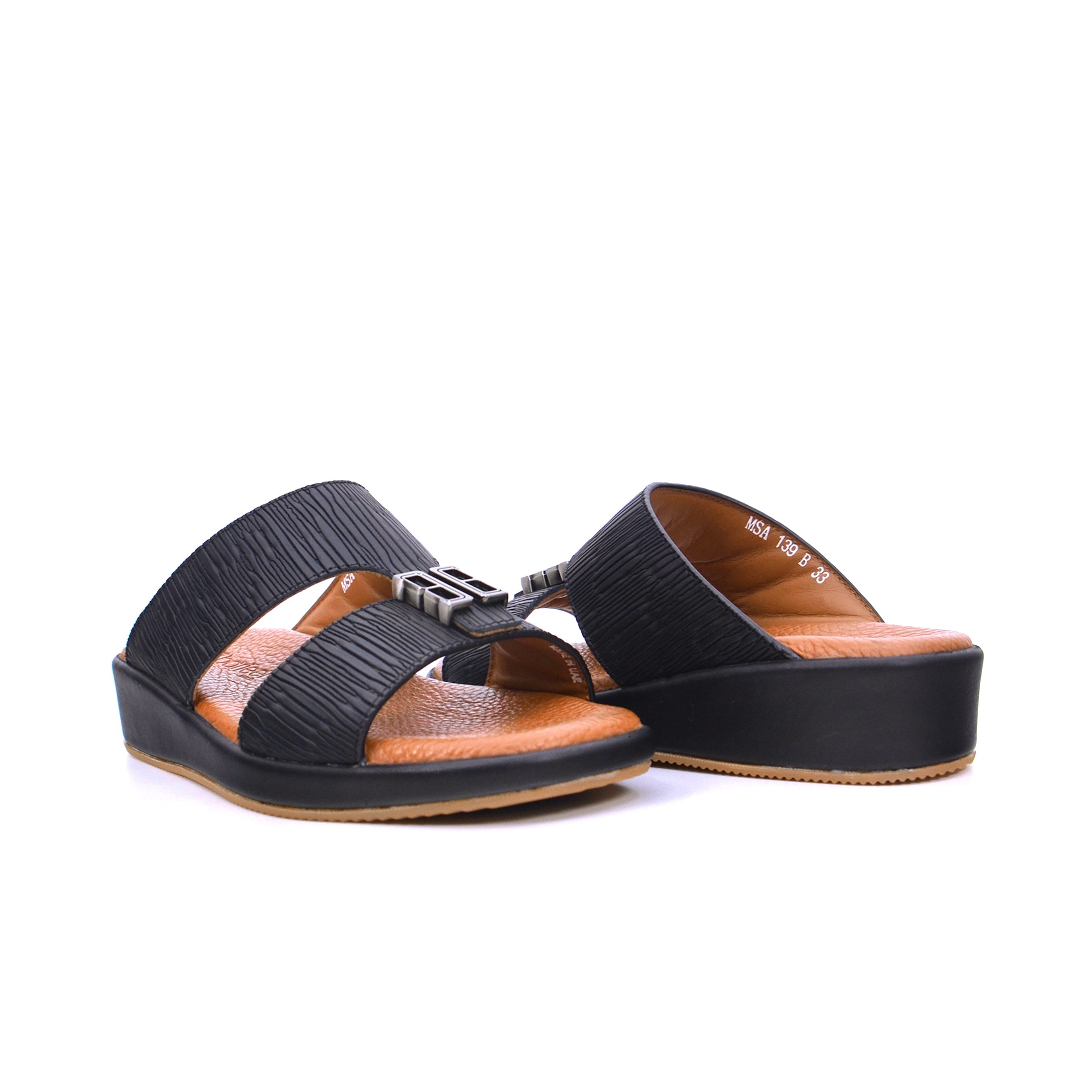 Barjeel Uno MSA139 B Boys Arabic Sandals #color_Black