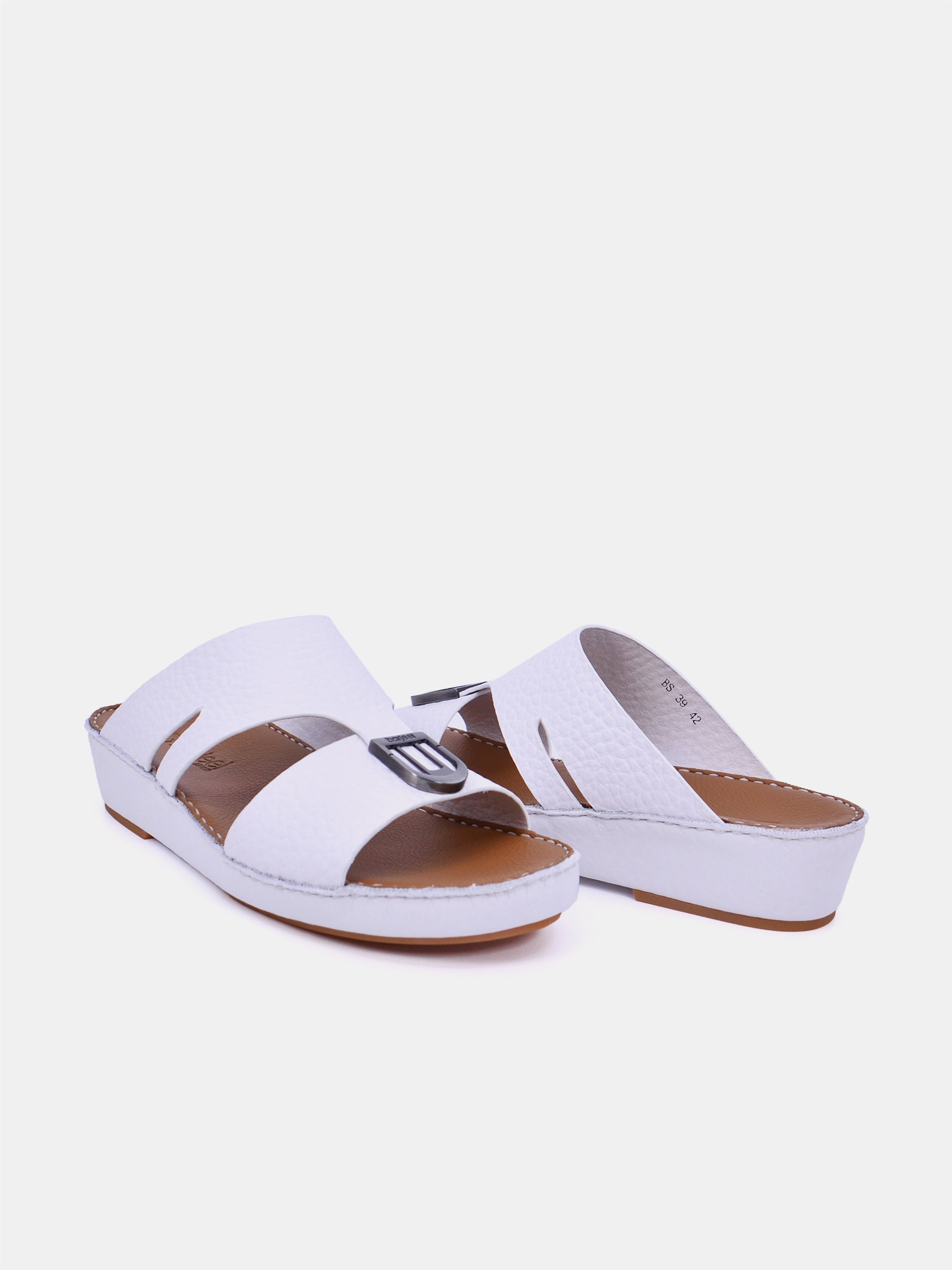 Barjeel Uno BS39 Men's Arabic Sandals #color_White