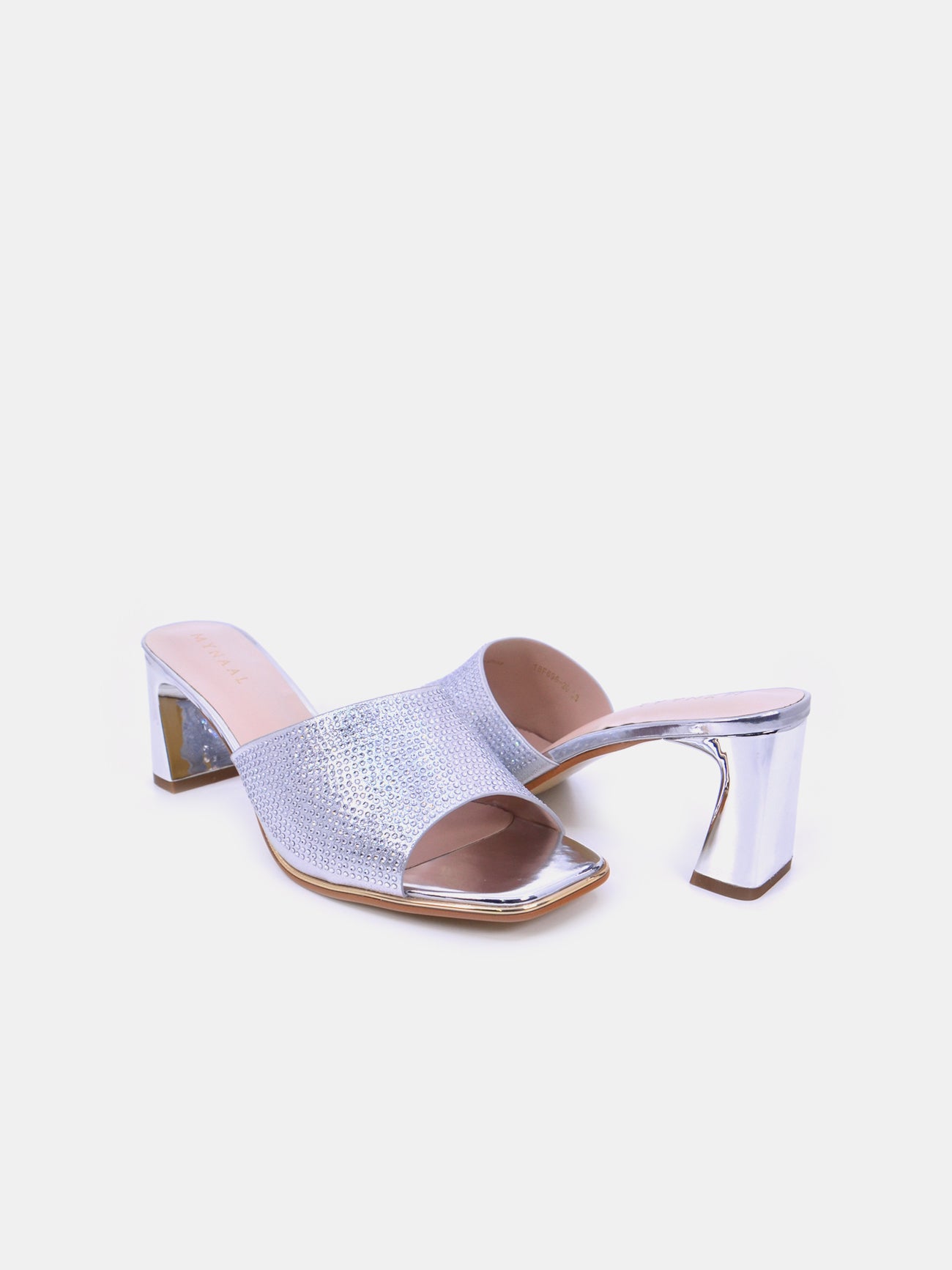 Mynaal Radiq Women's Block Heel Sandals #color_Silver